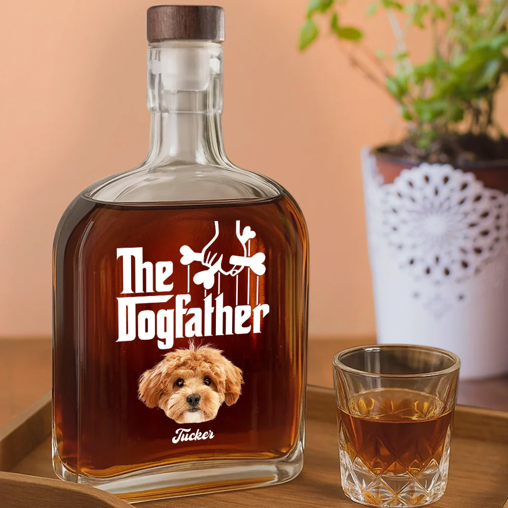 Custom Dog Photo The DogFather Whiskey Bottle For Dog Dad CH07 895970 - Image 3
