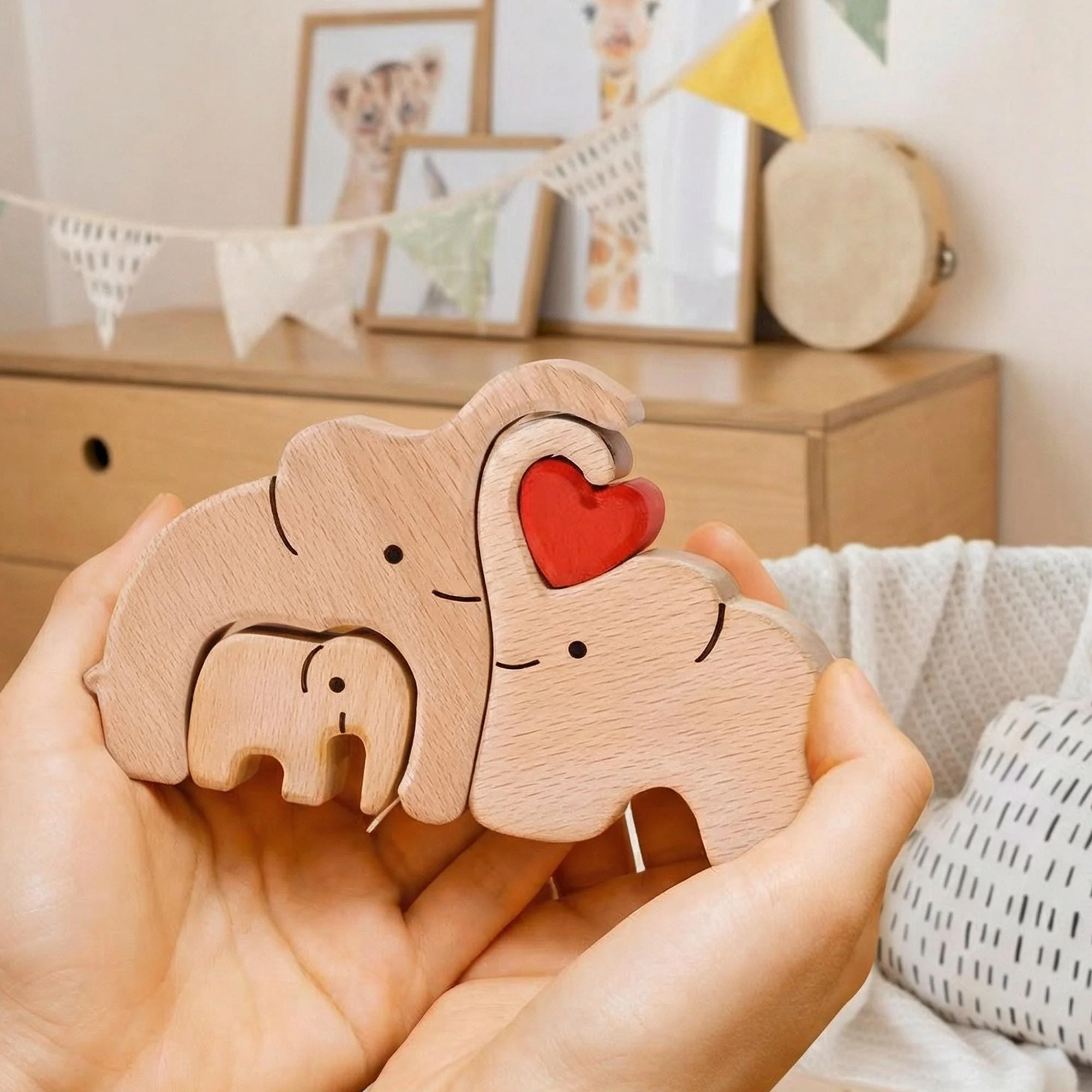 Custom Elephant Family Shaped Wooden Puzzle - Mothers Day Father Day Gifts CH07 910524 - Image 5