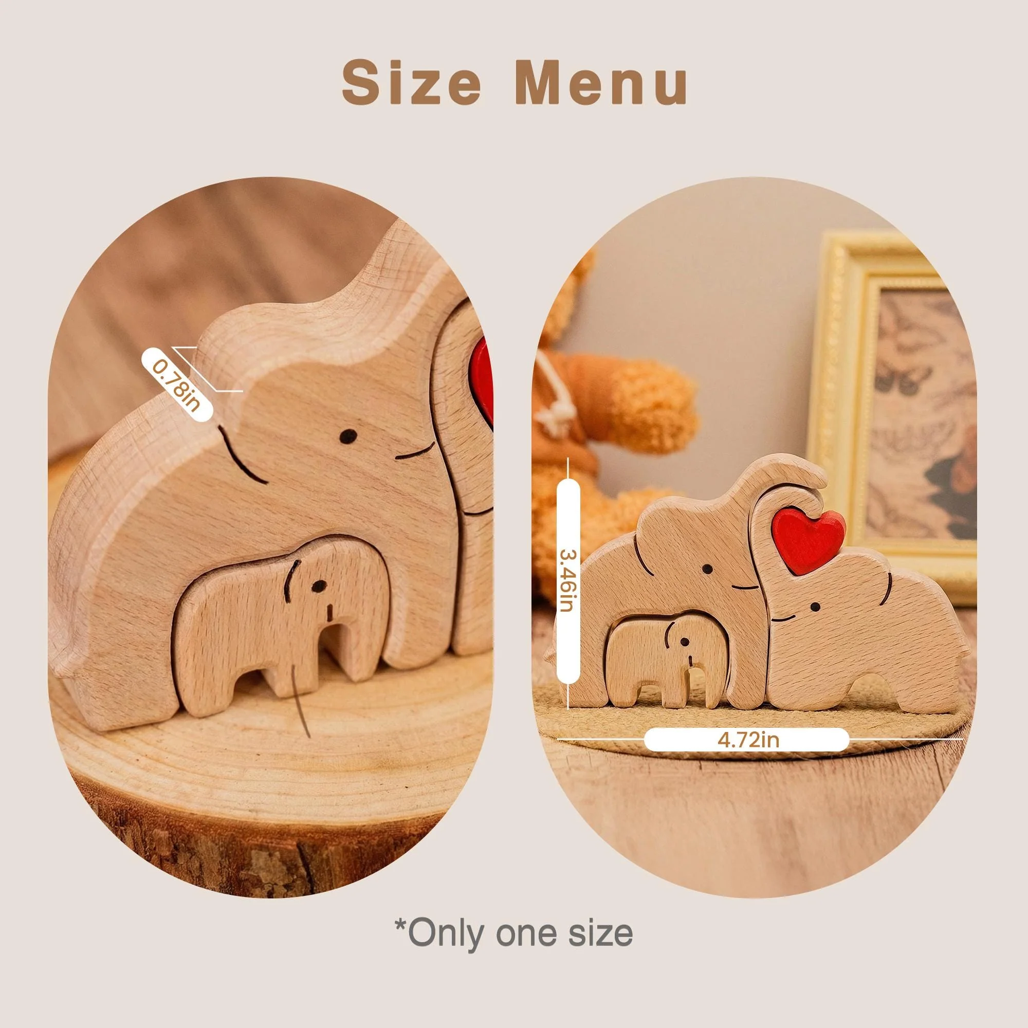 Custom Elephant Family Shaped Wooden Puzzle - Mothers Day Father Day Gifts CH07 910524 - Image 7