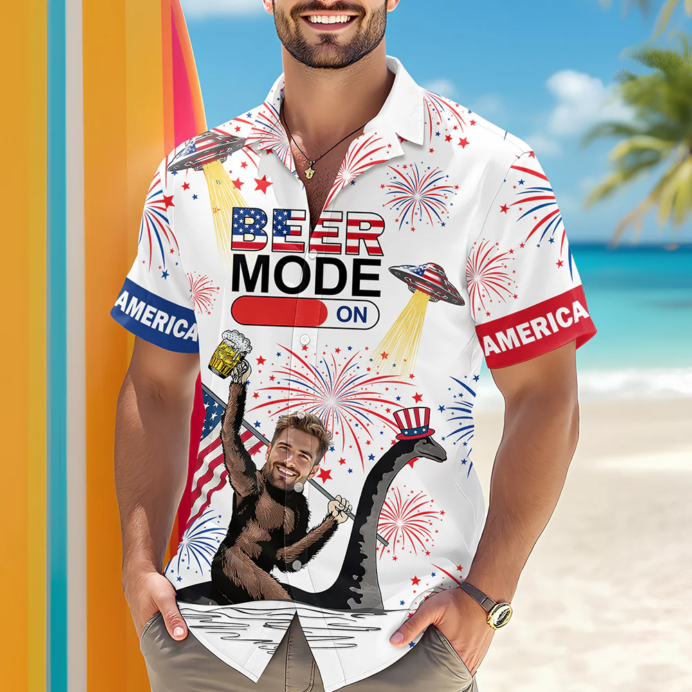 Custom Face 4th Of July Bigfoot Drink Beer Hawaiian Shirt Funny Gift CH07 895692 - Image 3