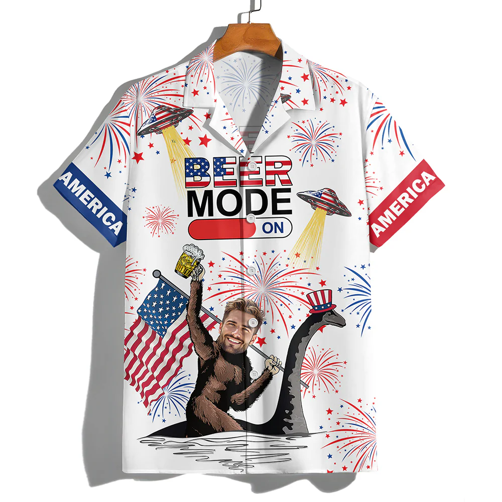 Custom Face 4th Of July Bigfoot Drink Beer Hawaiian Shirt Funny Gift CH07 895692 - Image 4