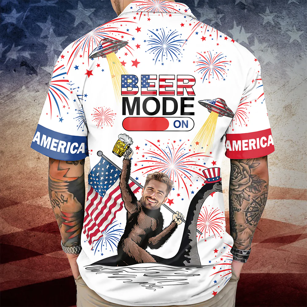 Custom Face 4th Of July Bigfoot Drink Beer Hawaiian Shirt Funny Gift CH07 895692 - Image 5