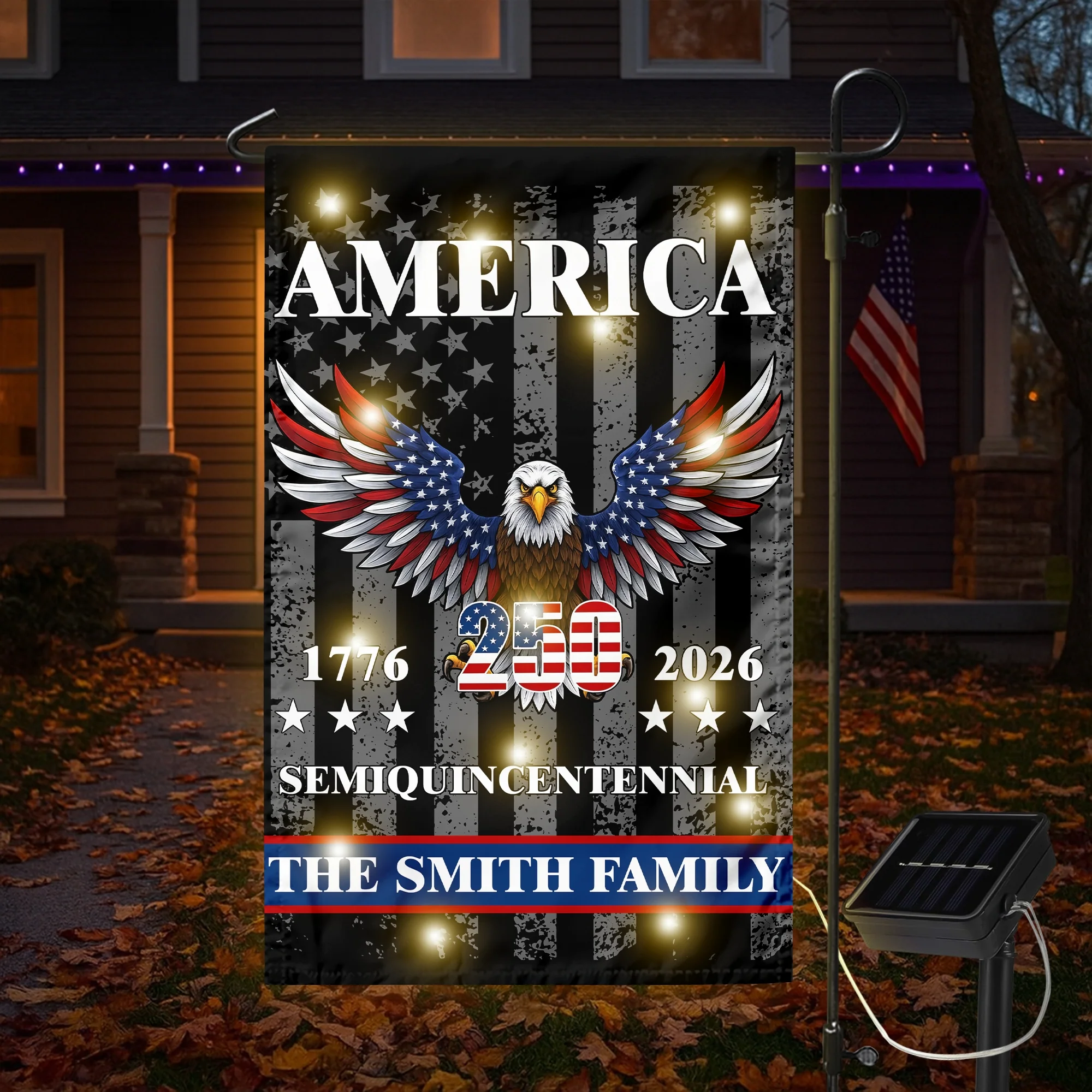 Custom Family America Eagle 250th Anniversary Semiquincentennial 1776-2026 Patriotic Led Garden Flag CH07 895372 - Image 6