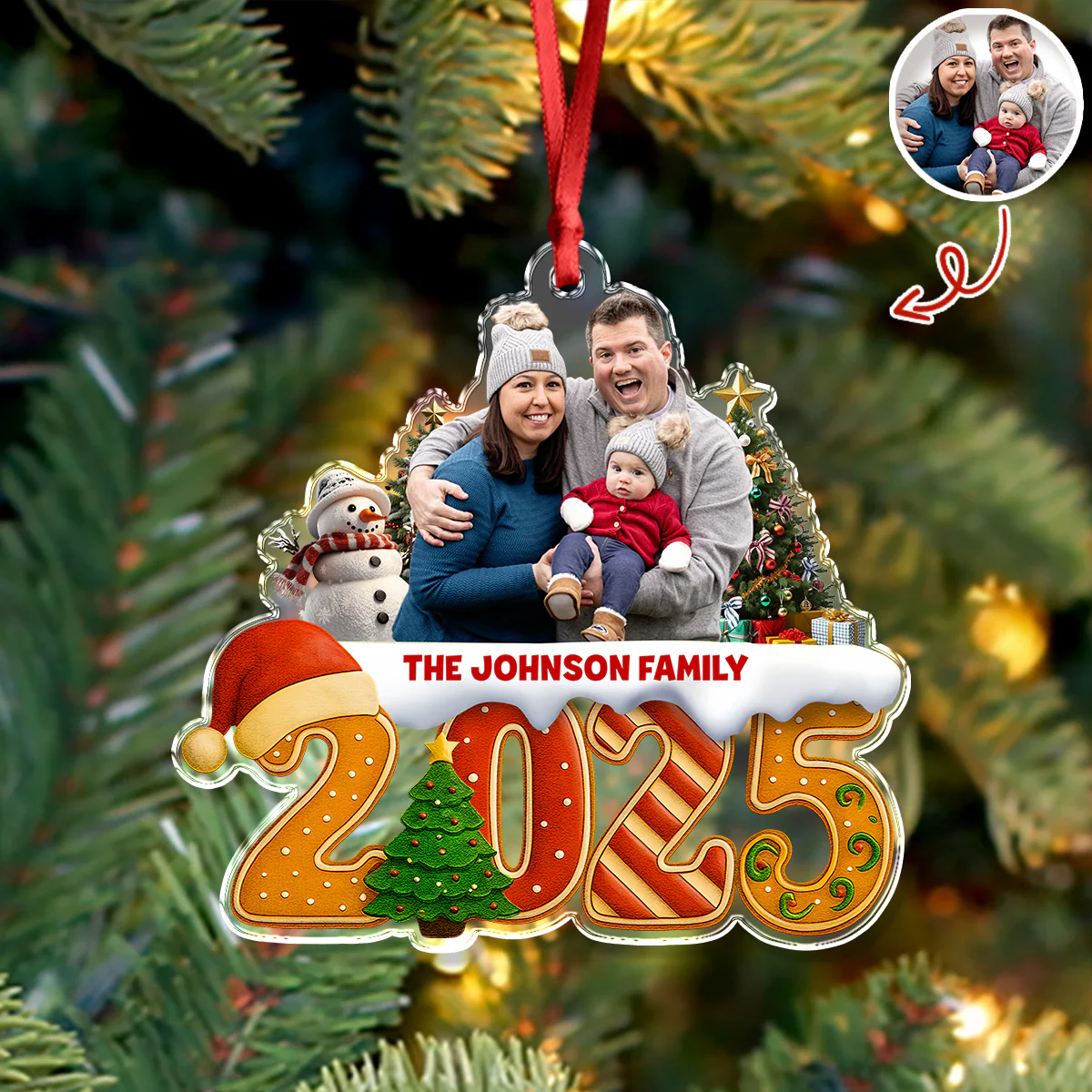 Custom Family Christmas Cake Crew Photo - Personalized Acrylic Ornament CH07 899702 - Image 7
