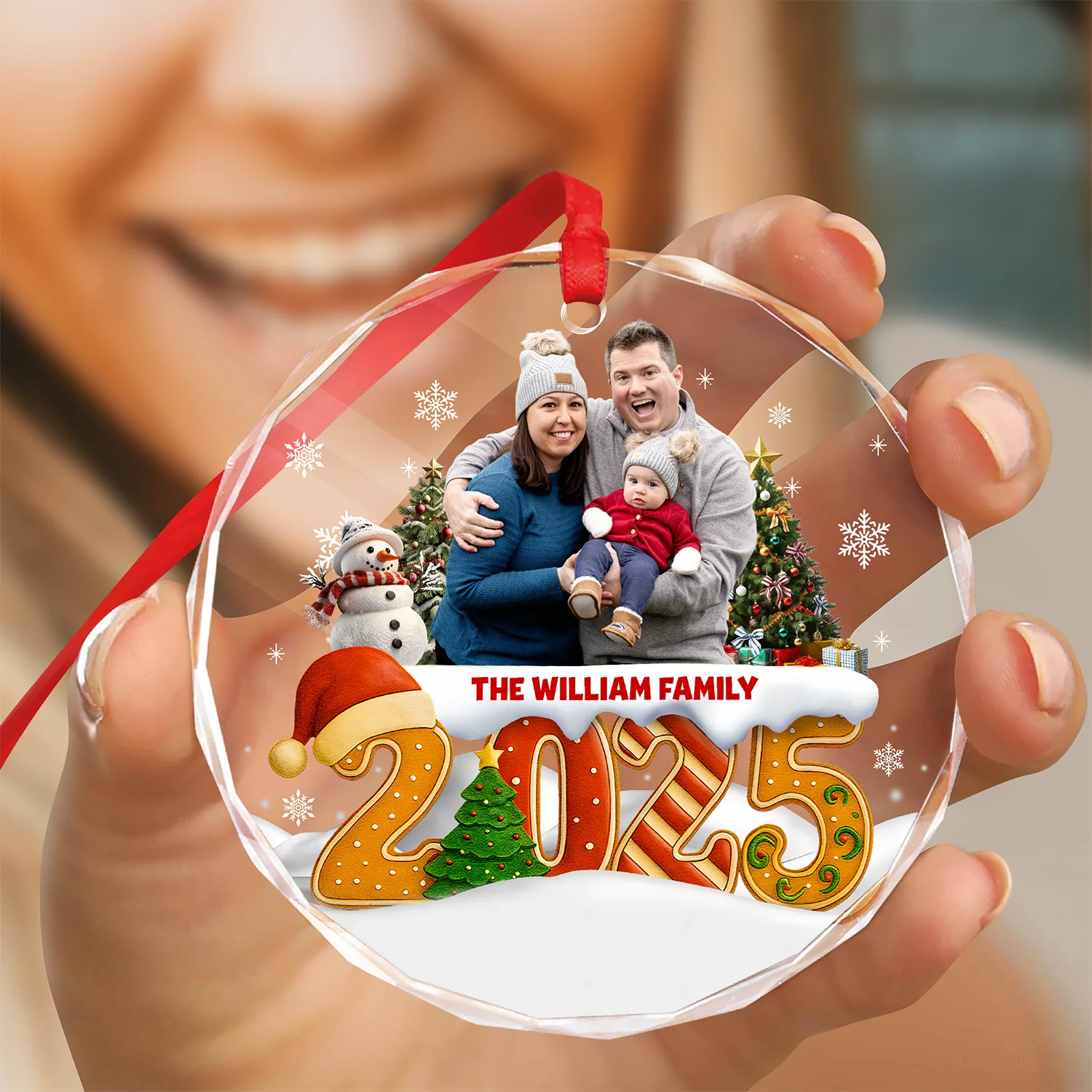 Custom Family Christmas Cake Crew Photo - Personalized Glass Ornament CH07 899974 - Image 2