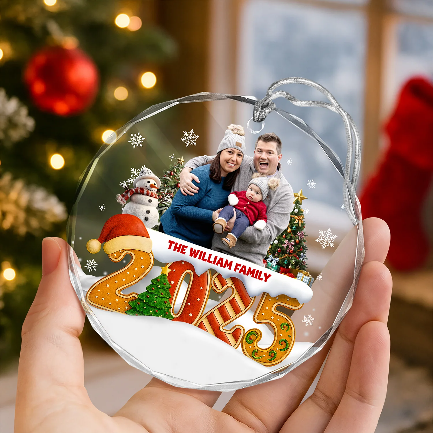 Custom Family Christmas Cake Crew Photo - Personalized Glass Ornament CH07 899974 - Image 5