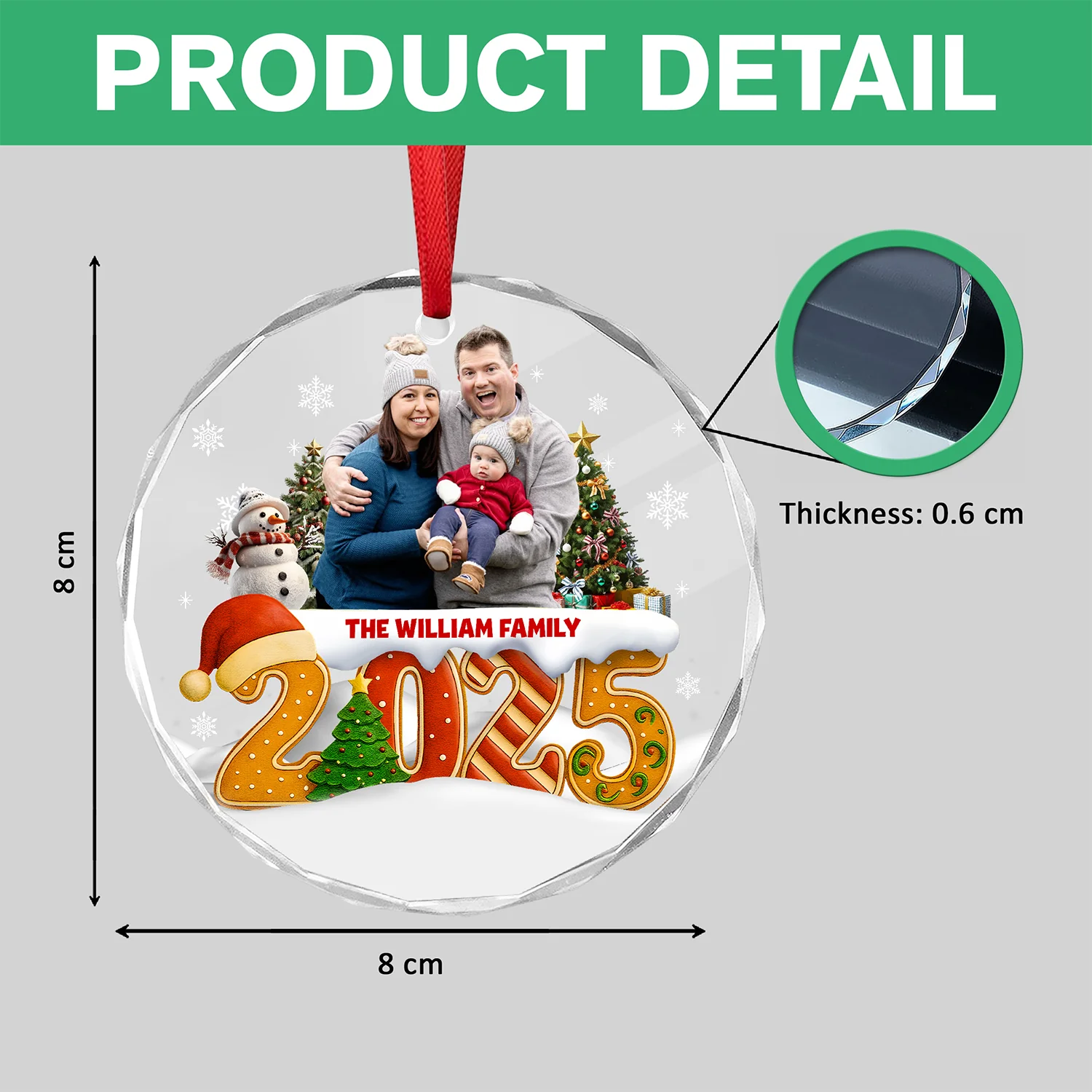 Custom Family Christmas Cake Crew Photo - Personalized Glass Ornament CH07 899974 - Image 7