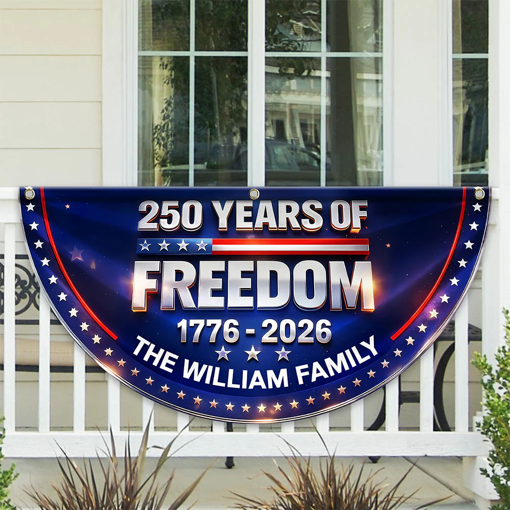 Custom Family Name 250 Year of Freedom USA Anniversary Non-Pleated Fan Flag CH07 910642