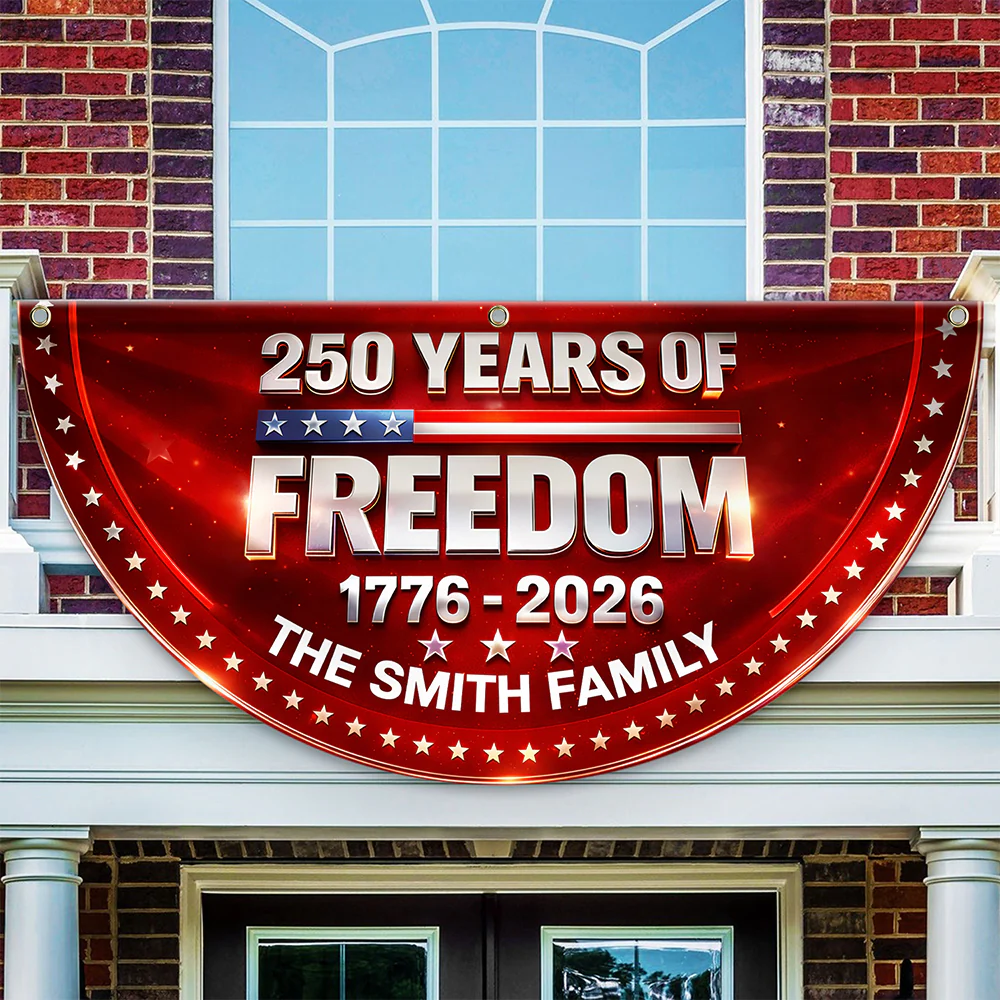 Custom Family Name 250 Year of Freedom USA Anniversary Non-Pleated Fan Flag CH07 910642 - Image 2