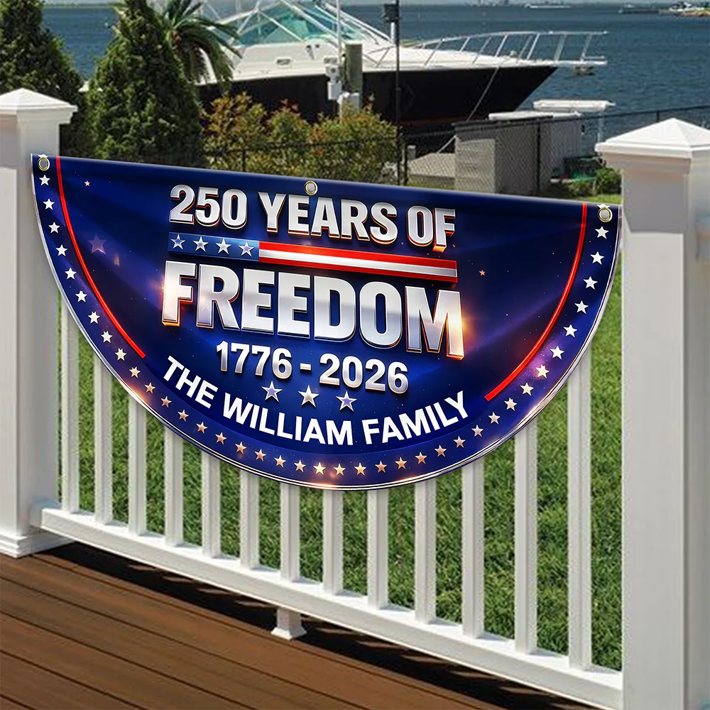Custom Family Name 250 Year of Freedom USA Anniversary Non-Pleated Fan Flag CH07 910642 - Image 3