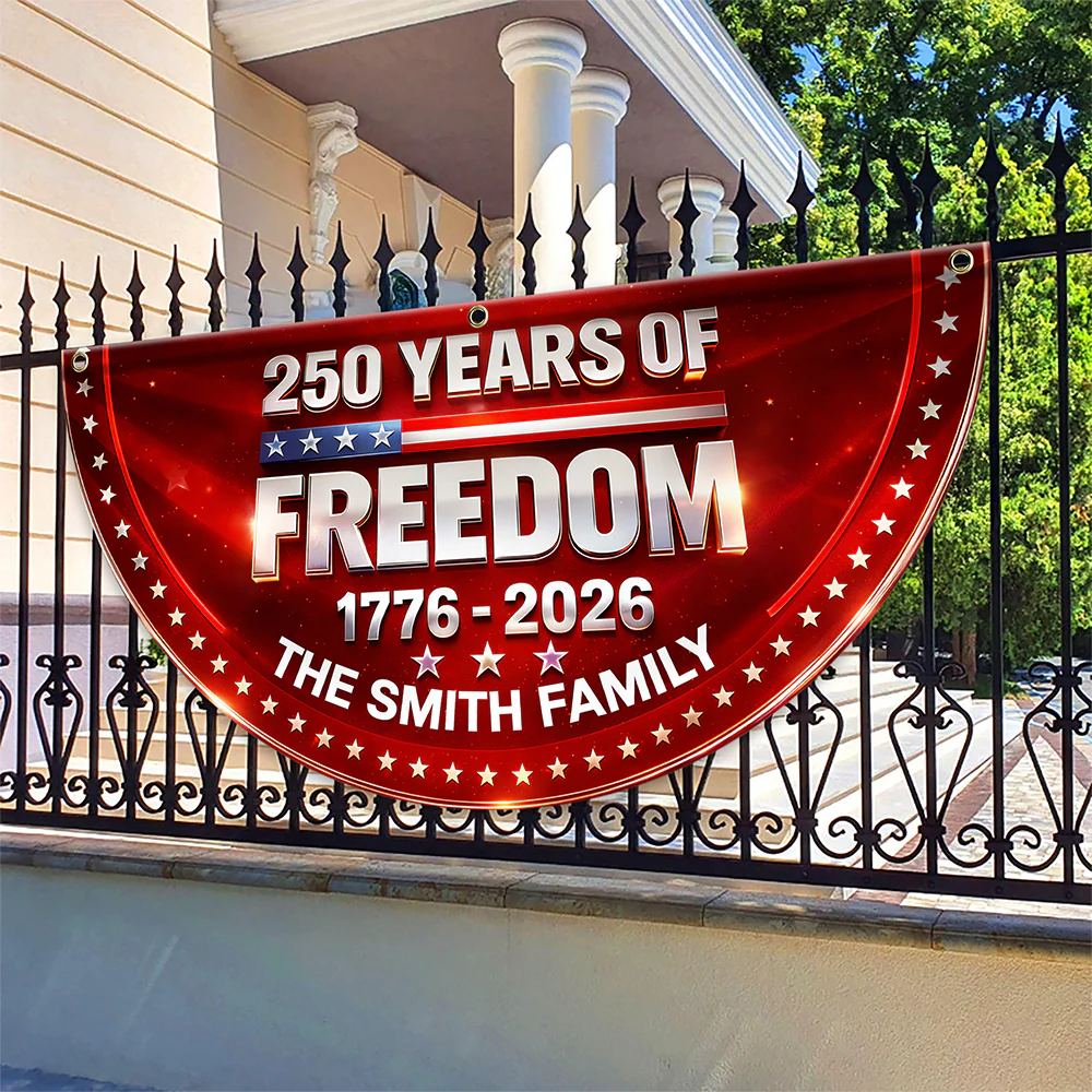 Custom Family Name 250 Year of Freedom USA Anniversary Non-Pleated Fan Flag CH07 910642 - Image 4