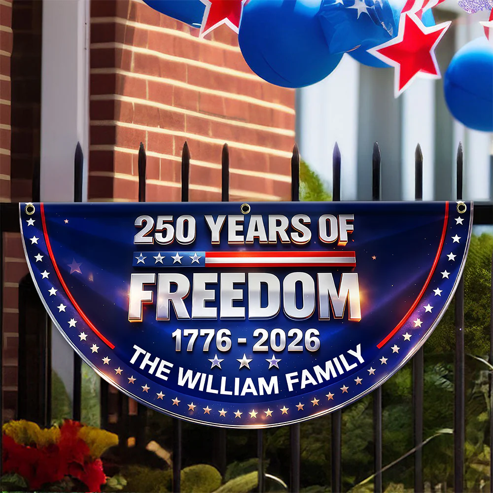 Custom Family Name 250 Year of Freedom USA Anniversary Non-Pleated Fan Flag CH07 910642 - Image 6