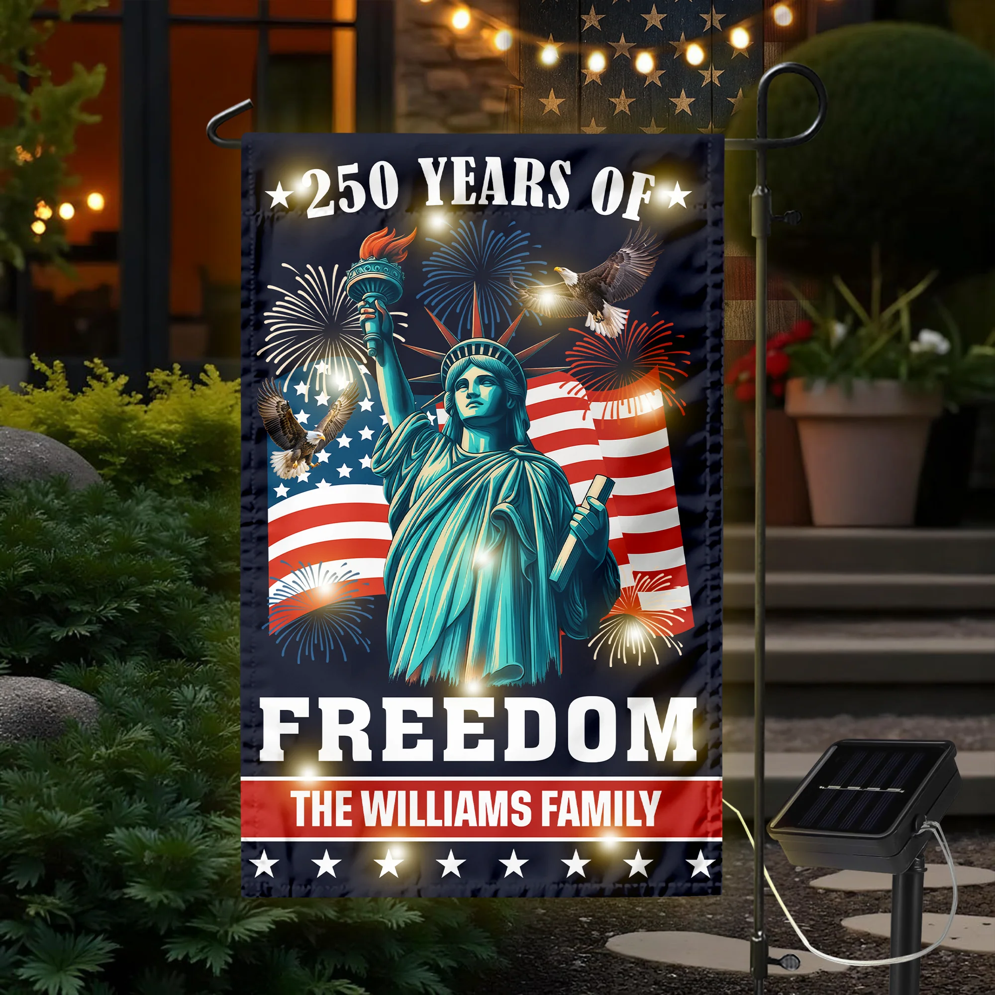 Custom Family Name 250 Years of Freedom American Led Garden Flag Patriotic Independence Day Decor CH07 899574 - Image 2