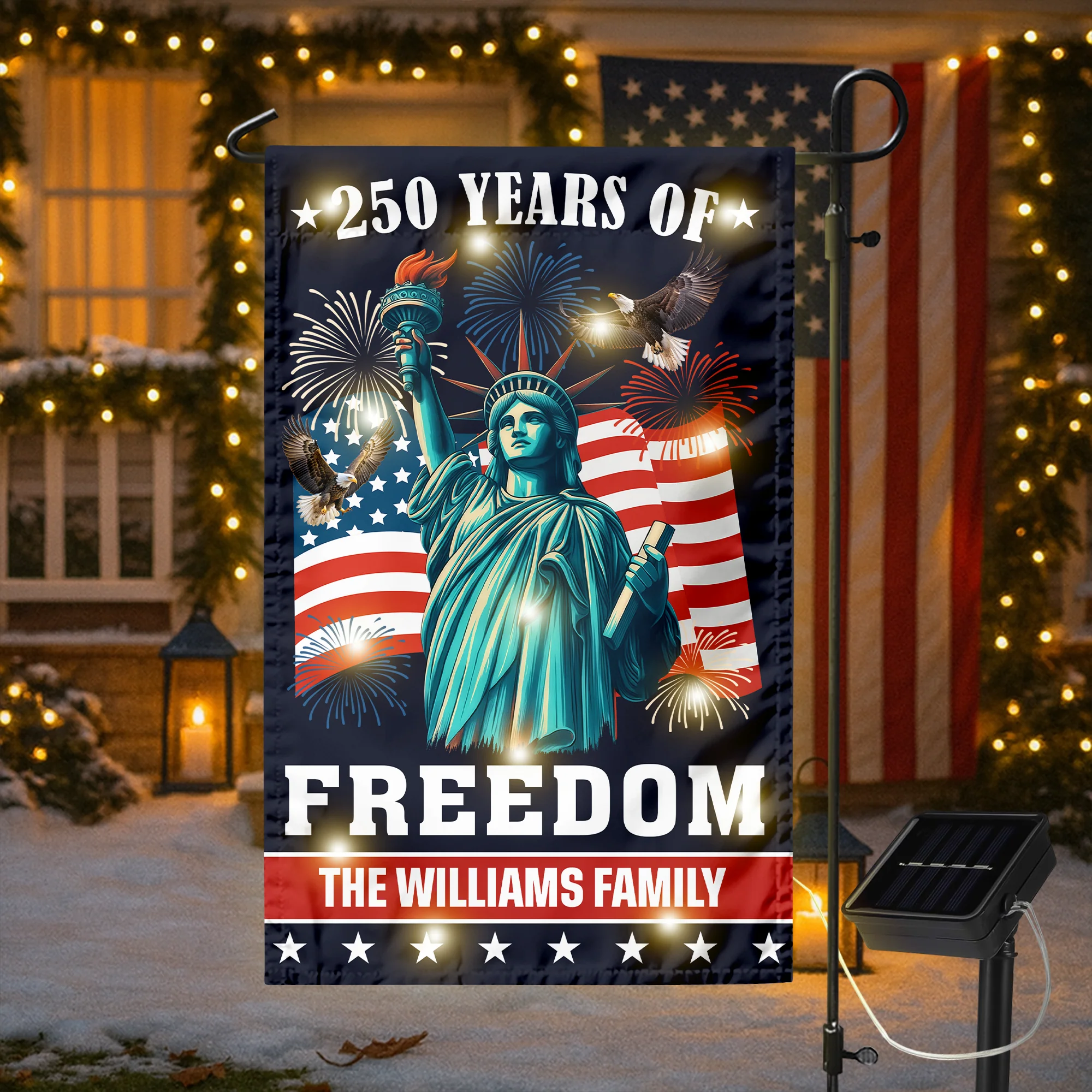Custom Family Name 250 Years of Freedom American Led Garden Flag Patriotic Independence Day Decor CH07 899574 - Image 3