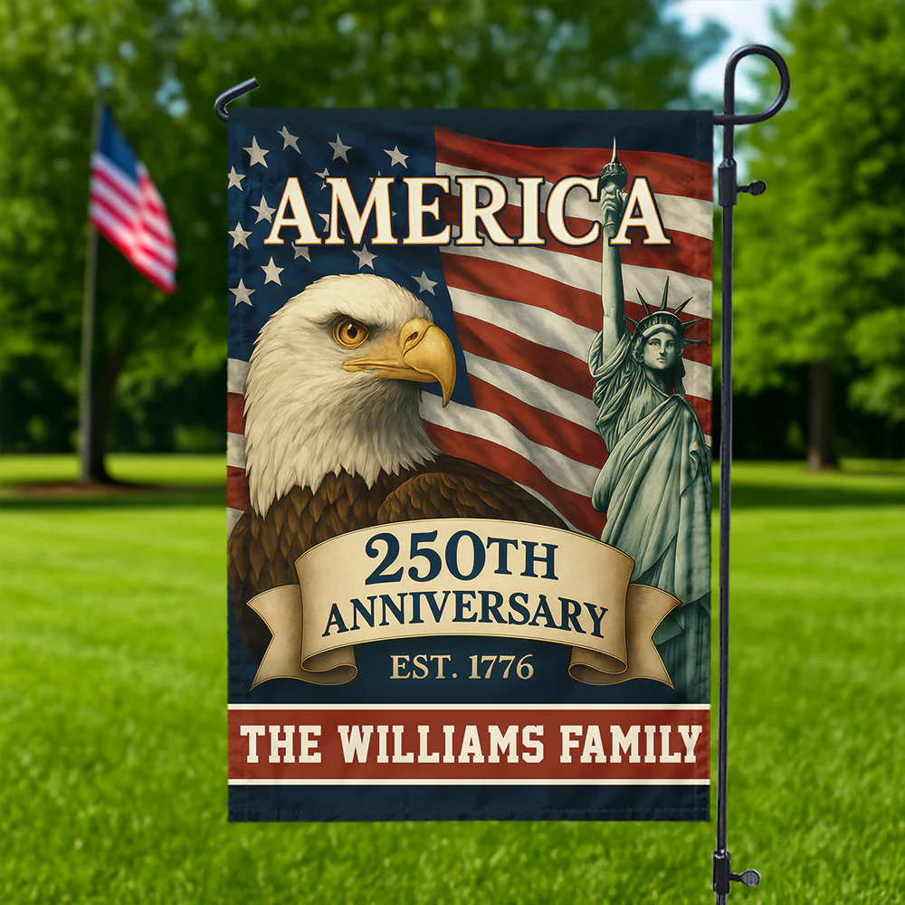 Custom Family Name Celebrate America 250th Anniversary Garden Flag Patriotic Gifts CH07 899150 - Image 2