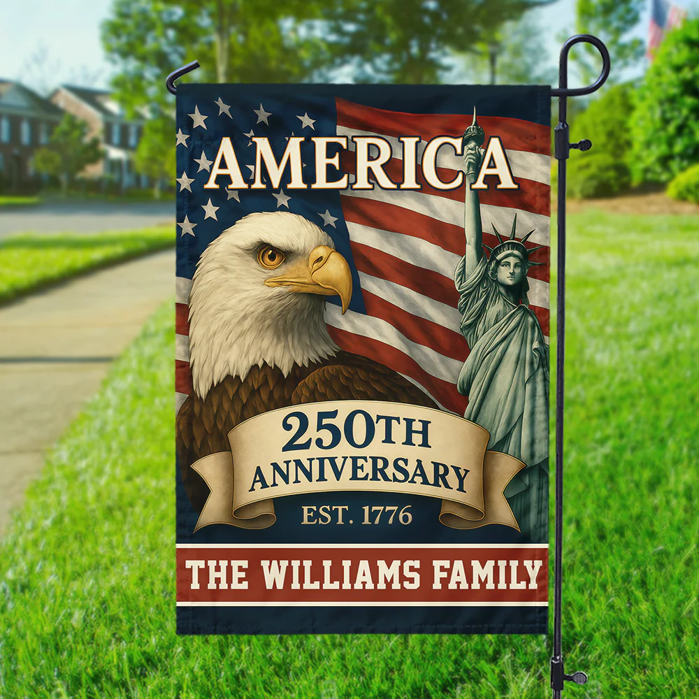 Custom Family Name Celebrate America 250th Anniversary Garden Flag Patriotic Gifts CH07 899150 - Image 4