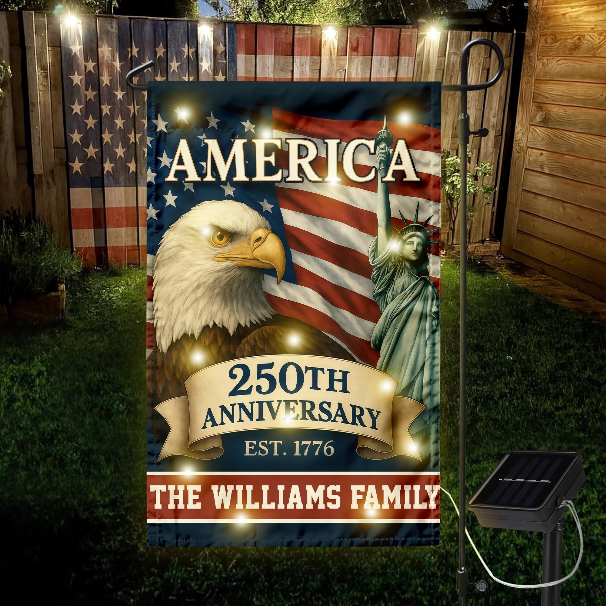 Custom Family Name Celebrate America 250th Anniversary LED Garden Flag Patriotic Gifts CH07 899152 - Image 2