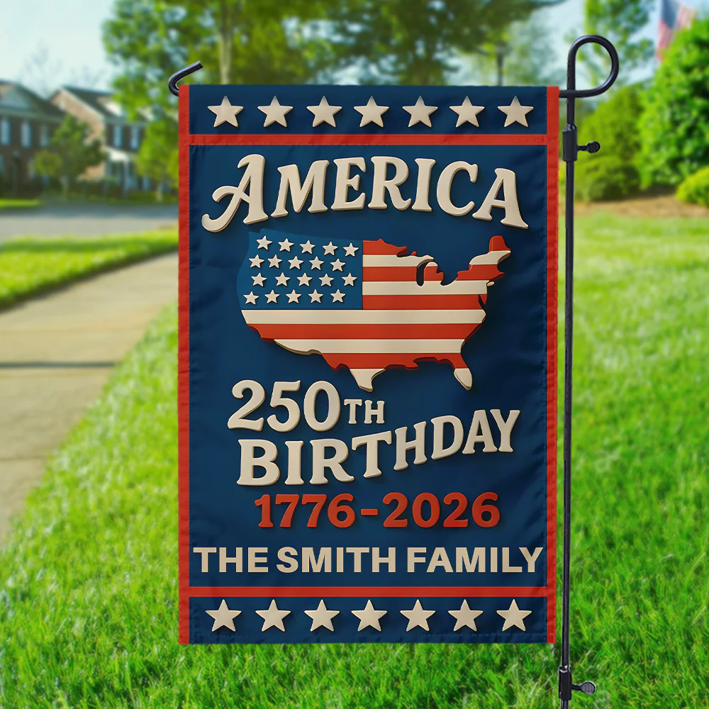 Custom Family Name Happy America 250th Birthday Garden Flag CH07 899598 - Image 4