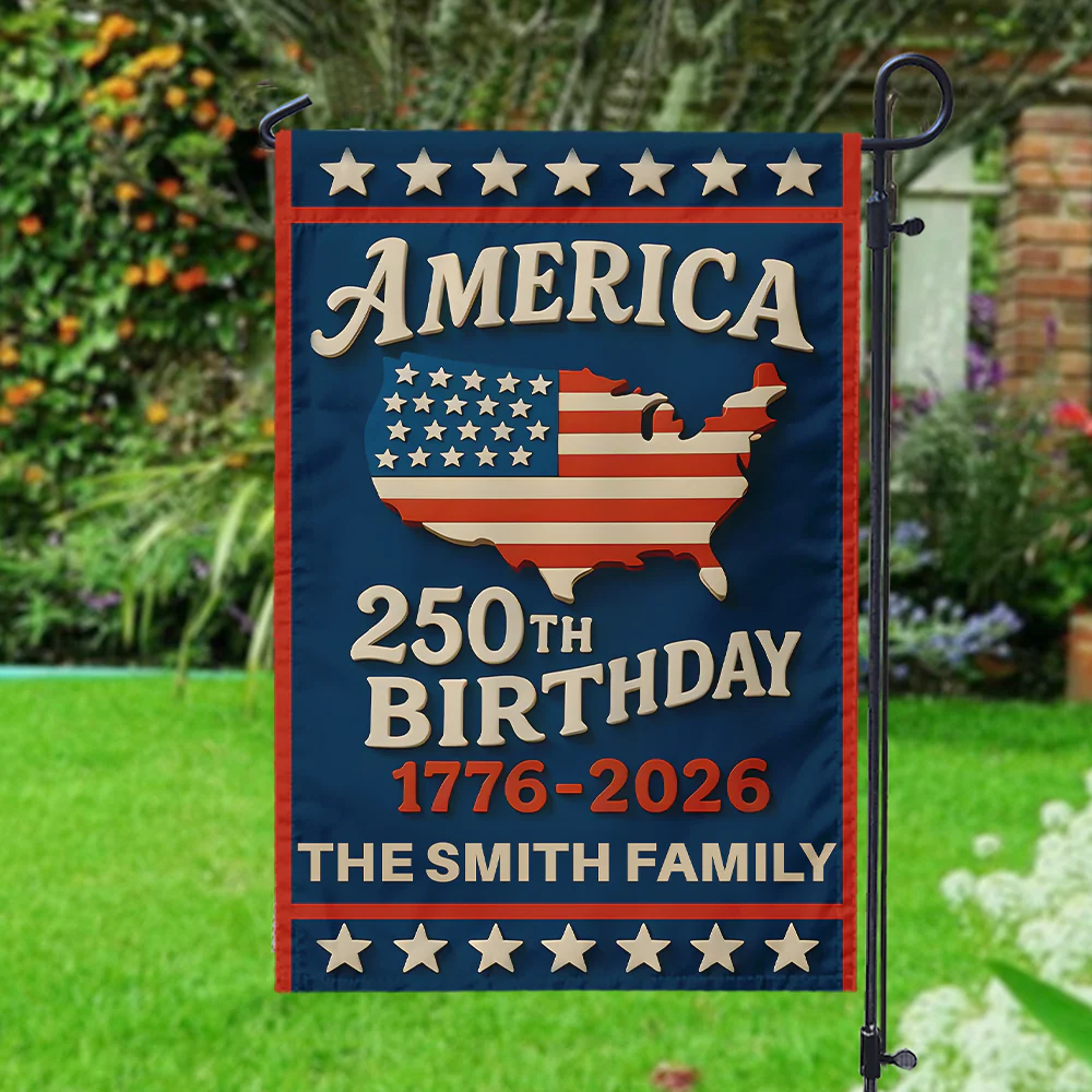 Custom Family Name Happy America 250th Birthday Garden Flag CH07 899598 - Image 5