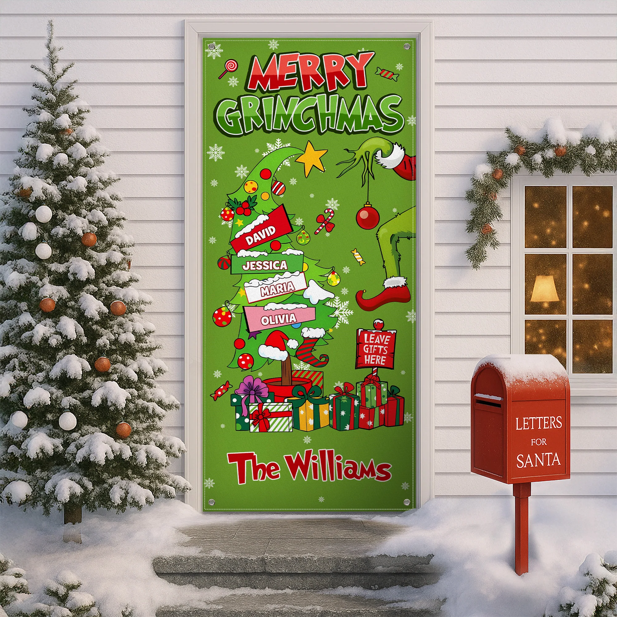 Custom Family Name Merry Grinchmas Funny Door Cover Christmas Decor CH07 899966 - Image 3