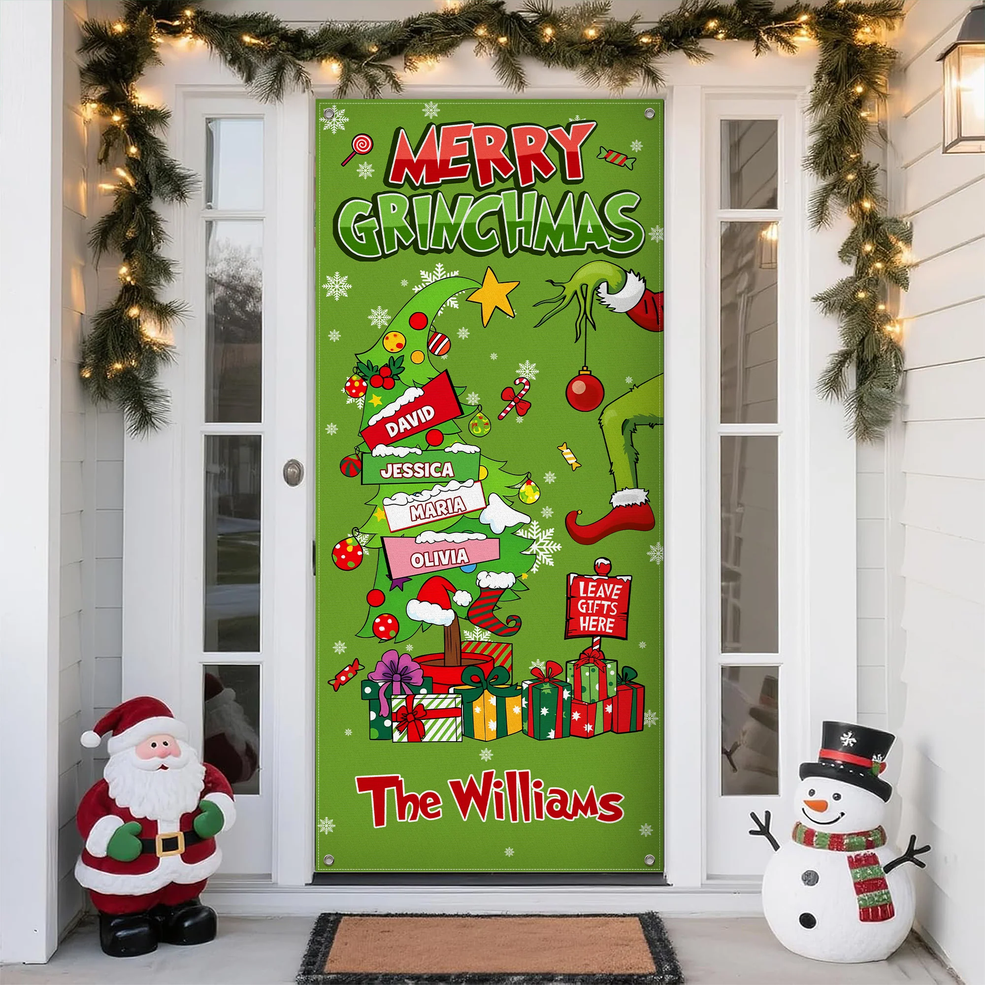 Custom Family Name Merry Grinchmas Funny Door Cover Christmas Decor CH07 899966 - Image 4