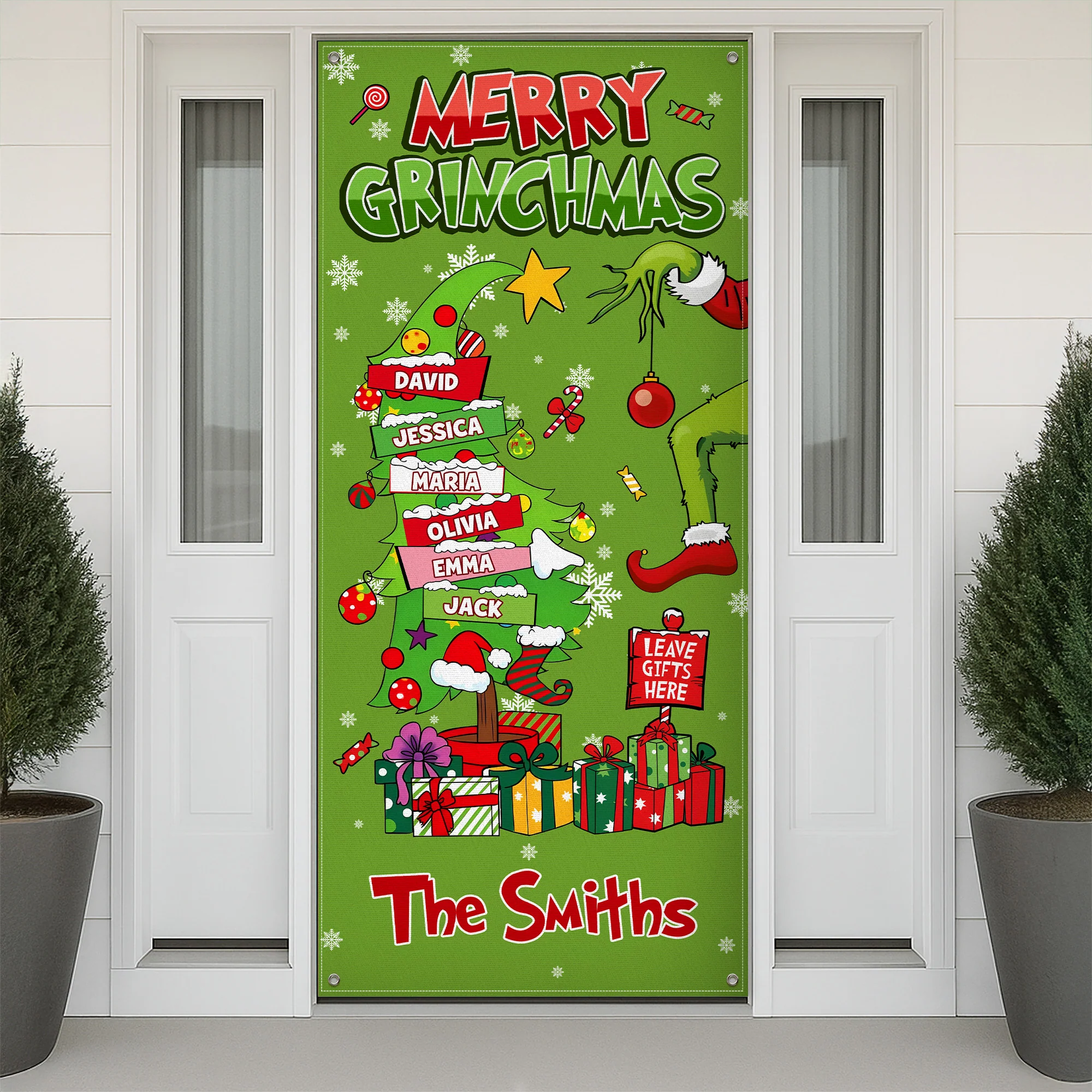 Custom Family Name Merry Grinchmas Funny Door Cover Christmas Decor CH07 899966 - Image 5