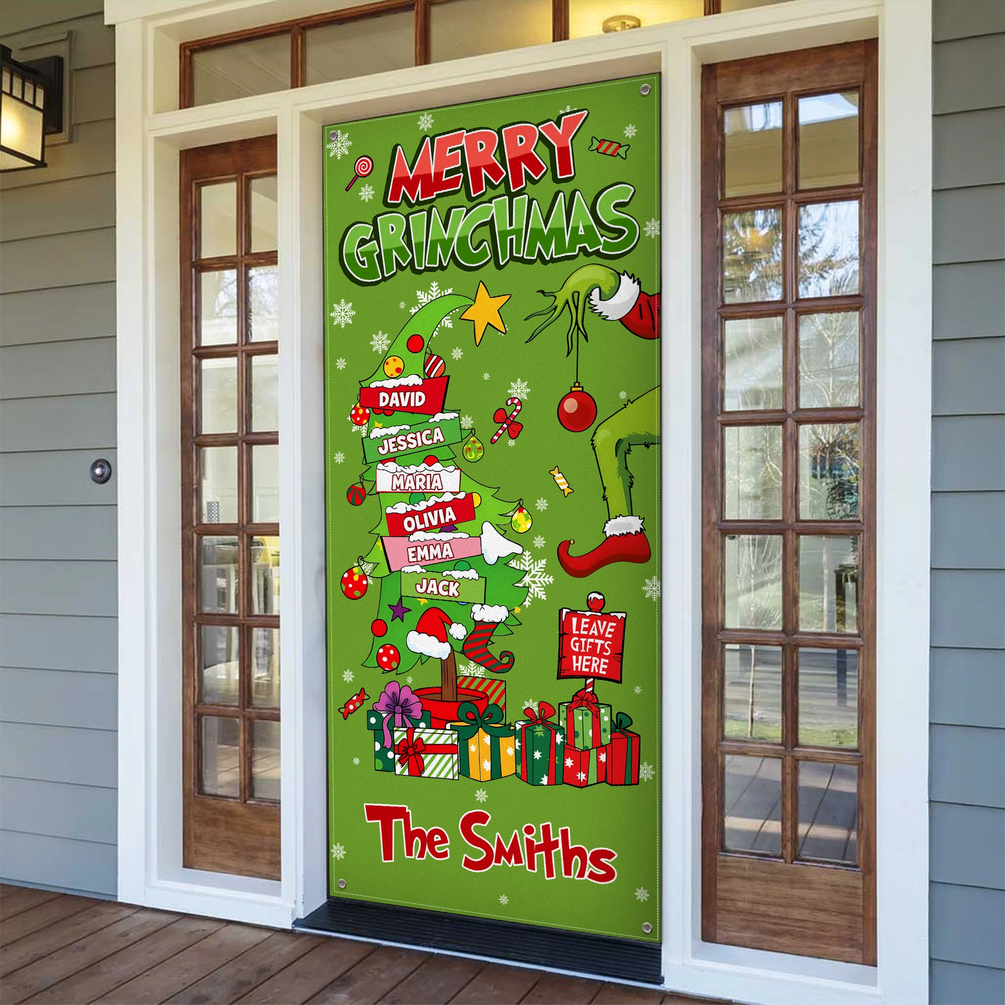 Custom Family Name Merry Grinchmas Funny Door Cover Christmas Decor CH07 899966 - Image 7