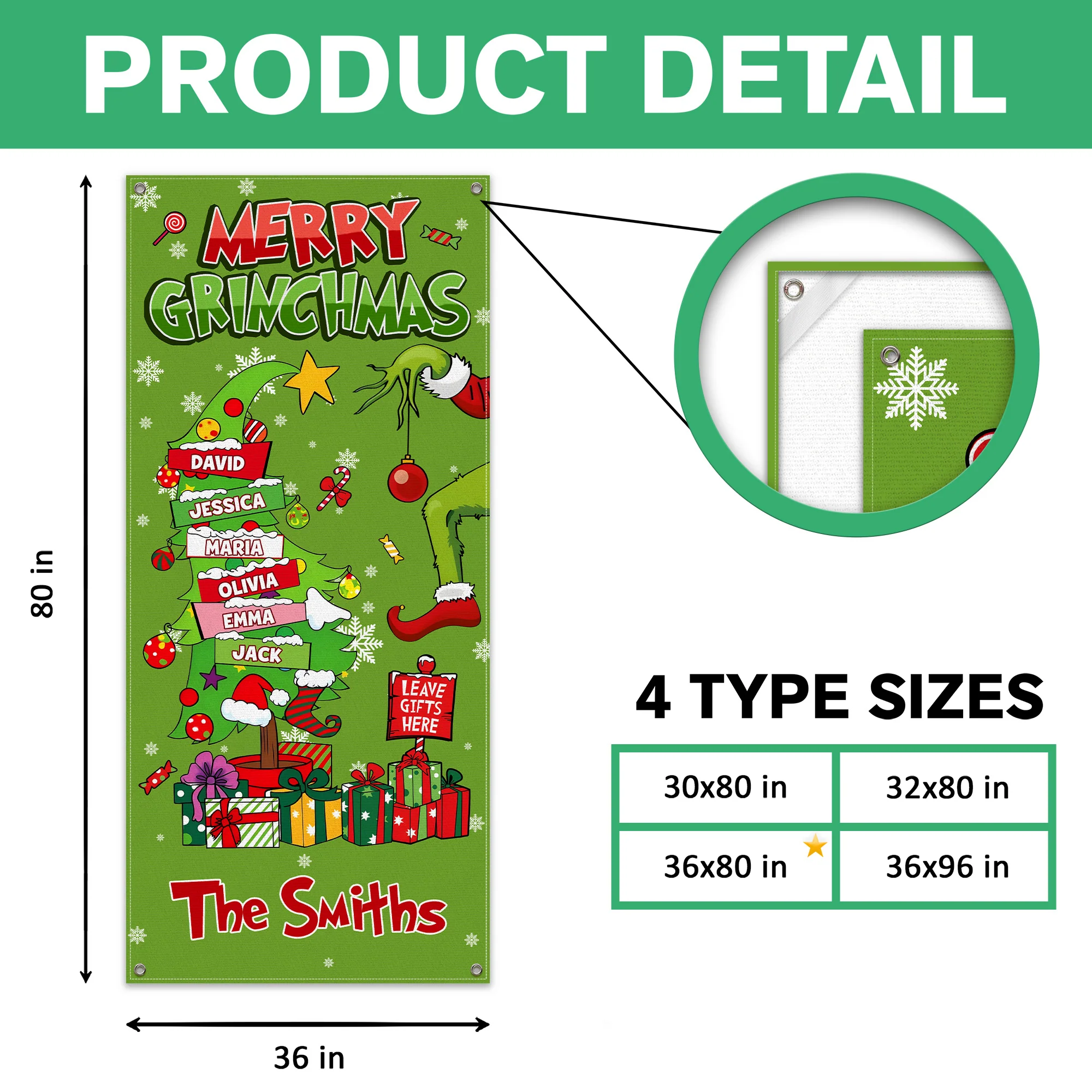Custom Family Name Merry Grinchmas Funny Door Cover Christmas Decor CH07 899966 - Image 8