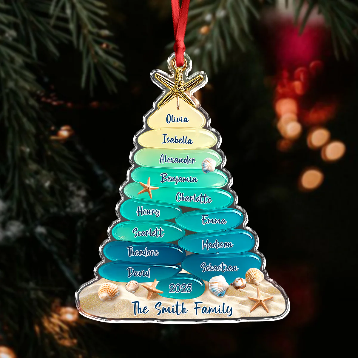 Custom family Name Sea Glass Family Tree 2D Flat Acrylic Ornament CH07 899860 - Image 3