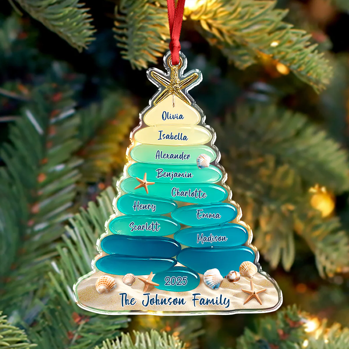 Custom family Name Sea Glass Family Tree 2D Flat Acrylic Ornament CH07 899860 - Image 7