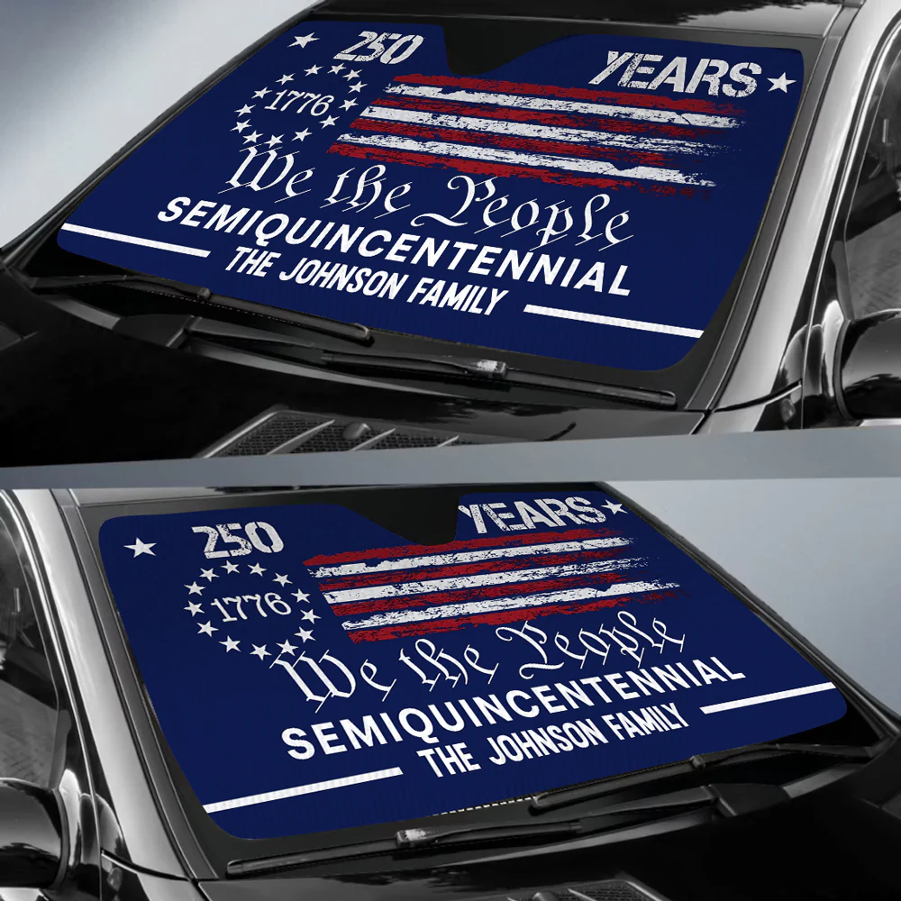 Custom Family Name We The People 250 Years America Car Sunshade CH07 910248 - Image 2