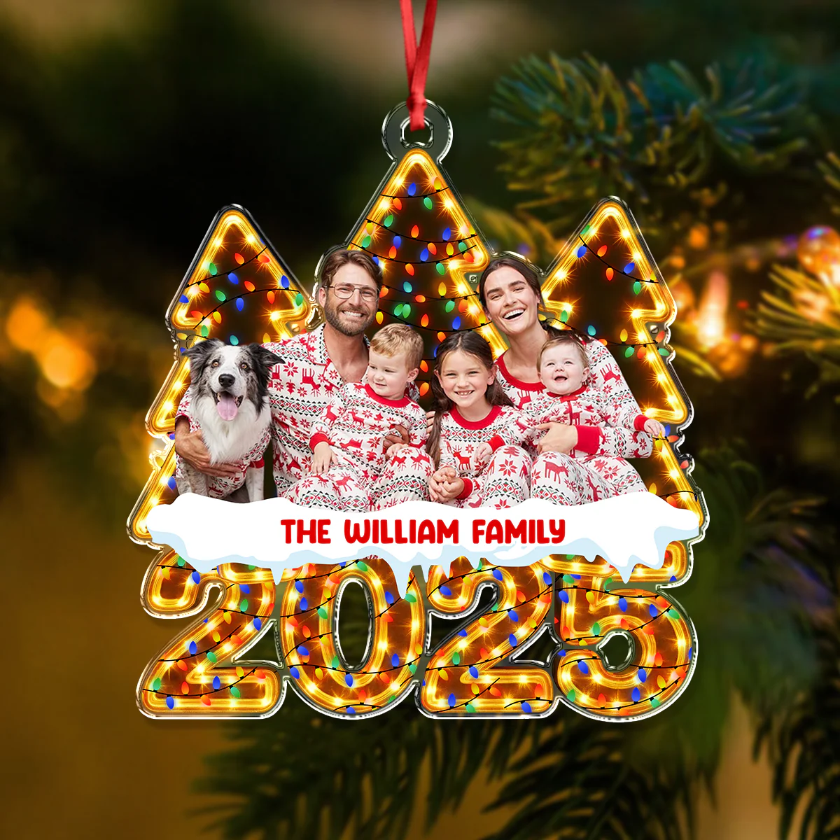 Custom Family Photo Christmas Light Acrylic Ornament CH07 899162 - Image 2