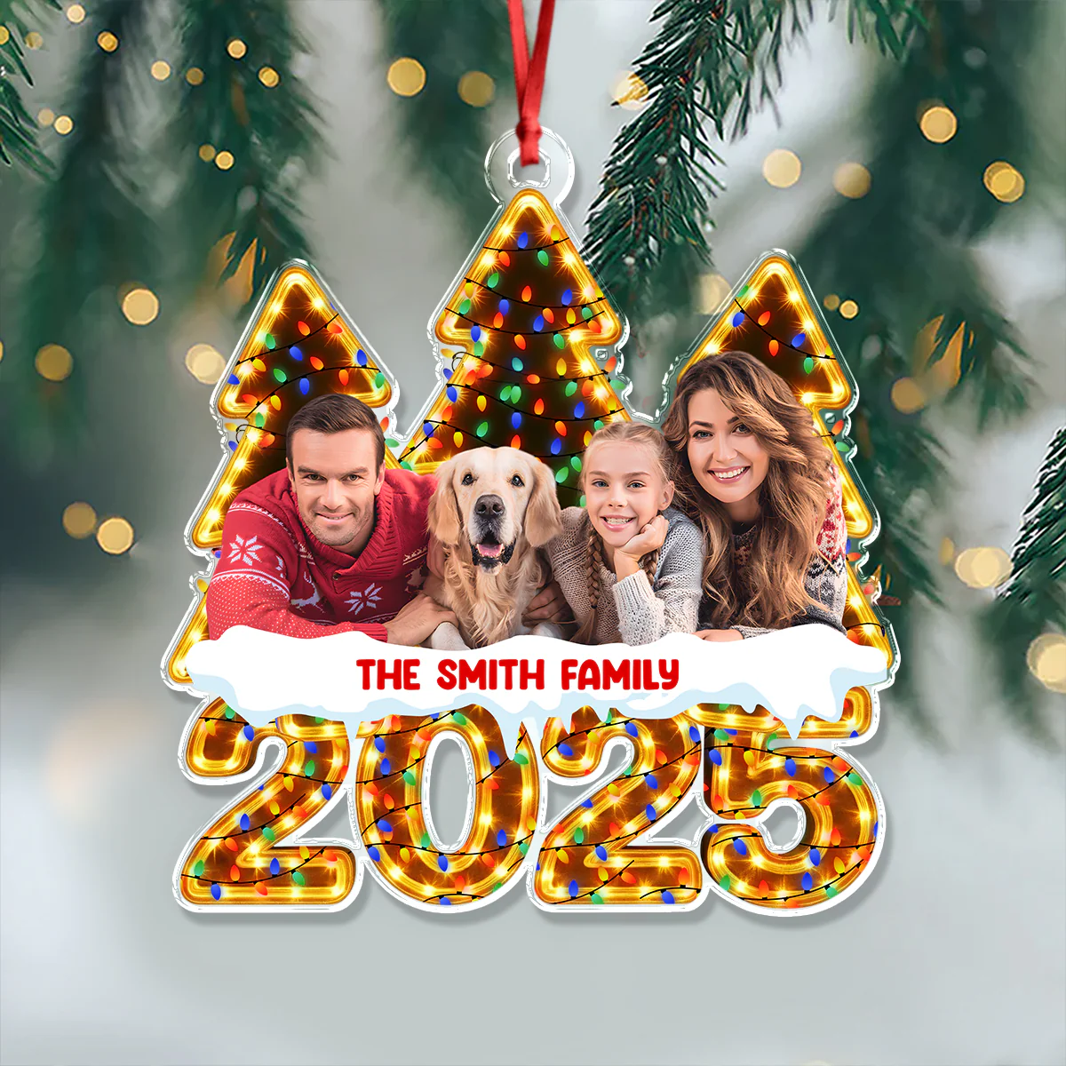 Custom Family Photo Christmas Light Acrylic Ornament CH07 899162 - Image 3