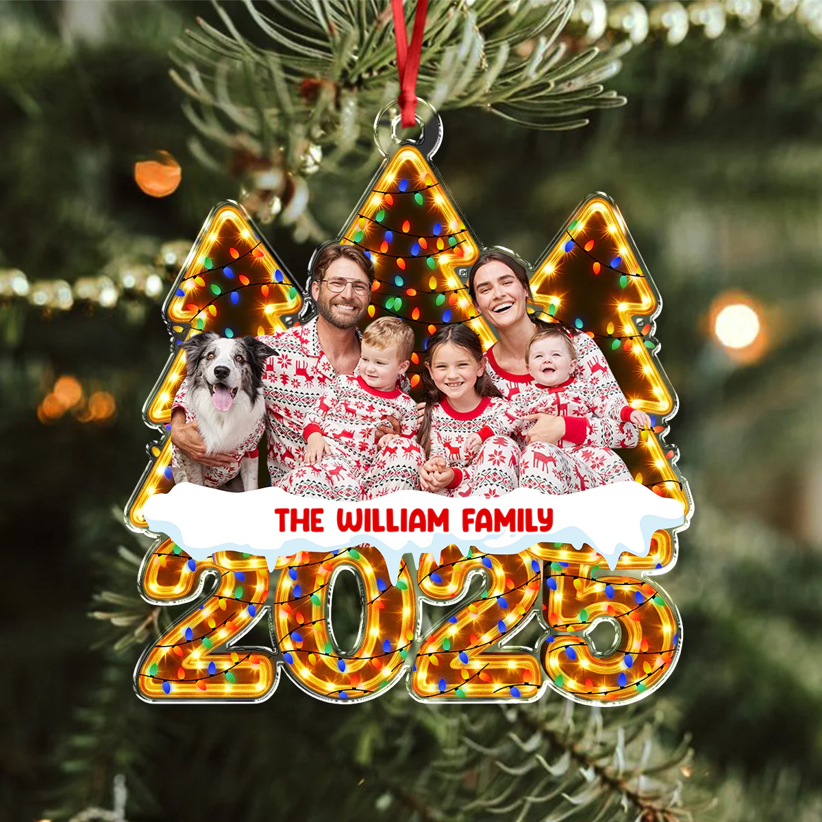 Custom Family Photo Christmas Light Acrylic Ornament CH07 899162 - Image 4