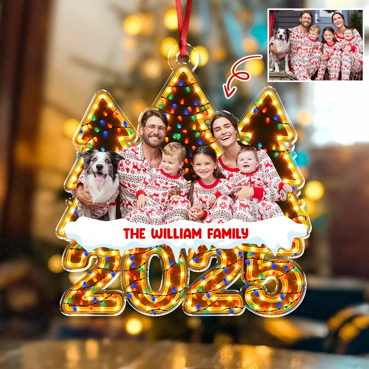 Custom Family Photo Christmas Light Acrylic Ornament CH07 899162 - Image 7