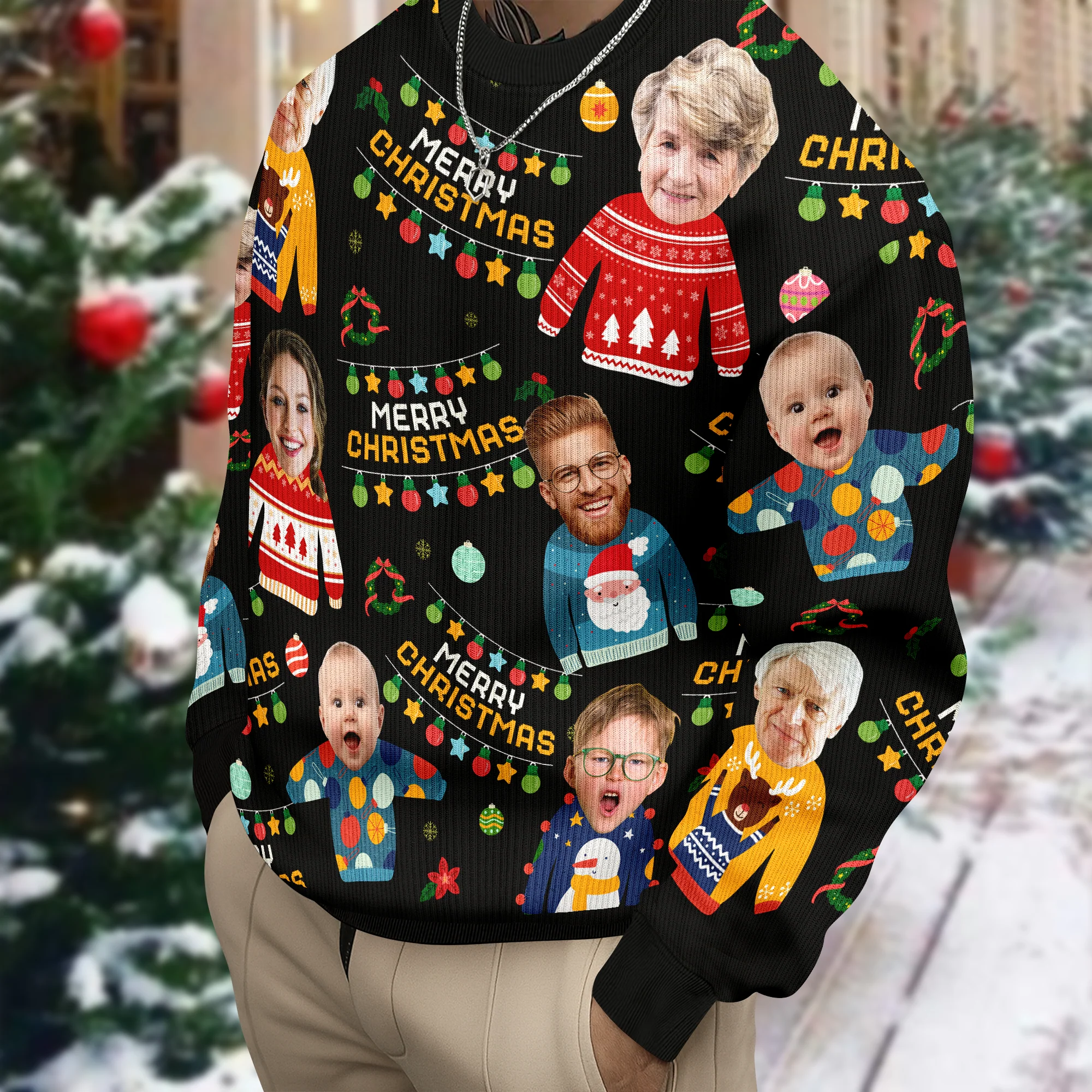 Custom Family Photo Merry Christmas Funny Ugly Sweater CH07 896998 - Image 4