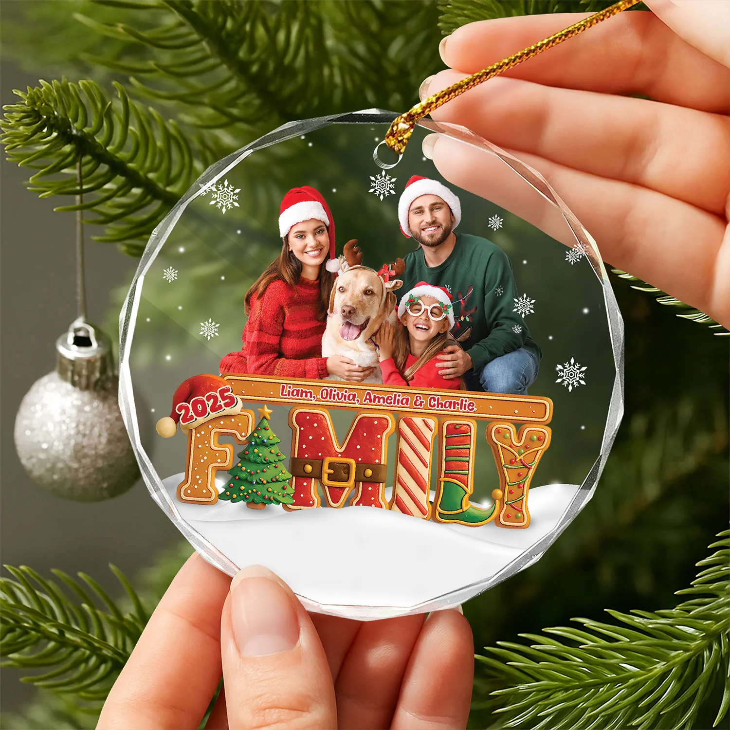 Custom Family Photo Our Christmas Tree Cake Personalized Glass Ornament CH07 899980 - Image 3