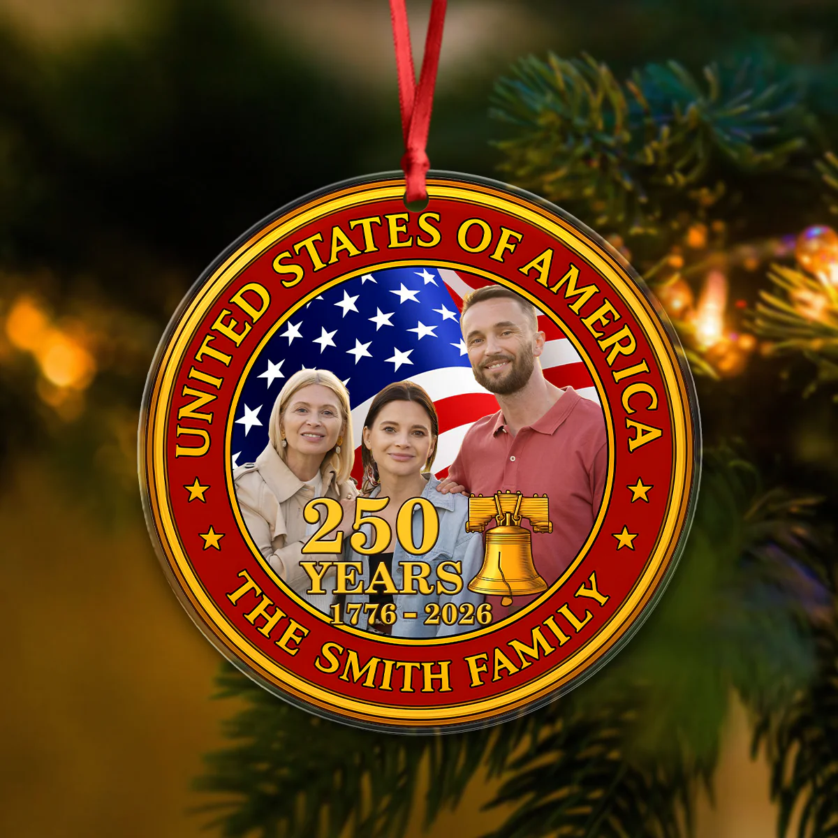 Custom Family Photo USA 250th Anniversary Acrylic Ornament CH07 899602 - Image 3