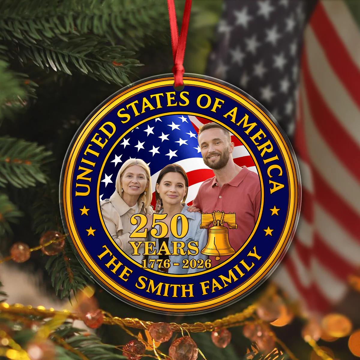 Custom Family Photo USA 250th Anniversary Acrylic Ornament CH07 899602 - Image 4