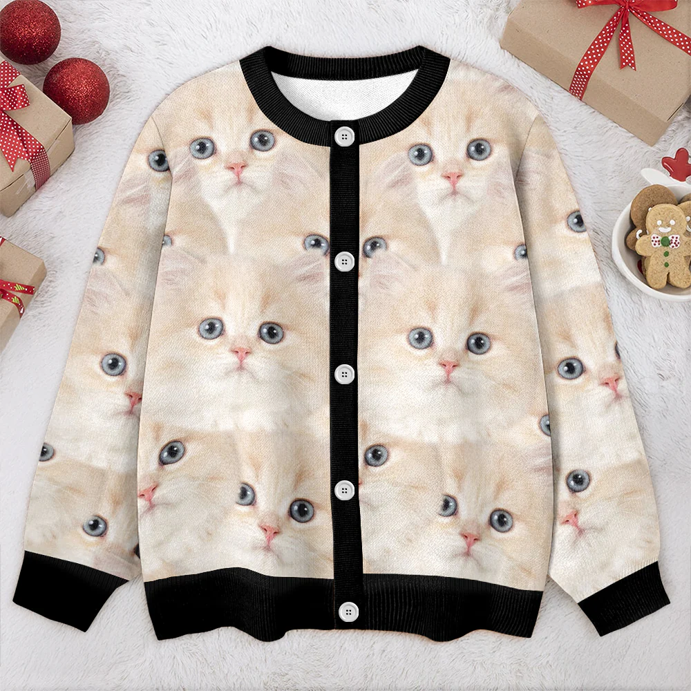Custom Funny Cat Face Cardigan Gift For Cat Lovers CH07 899828 - Image 2