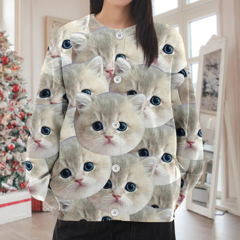 Custom Funny Cat Face Cardigan Gift For Cat Lovers CH07 899828 - Image 6