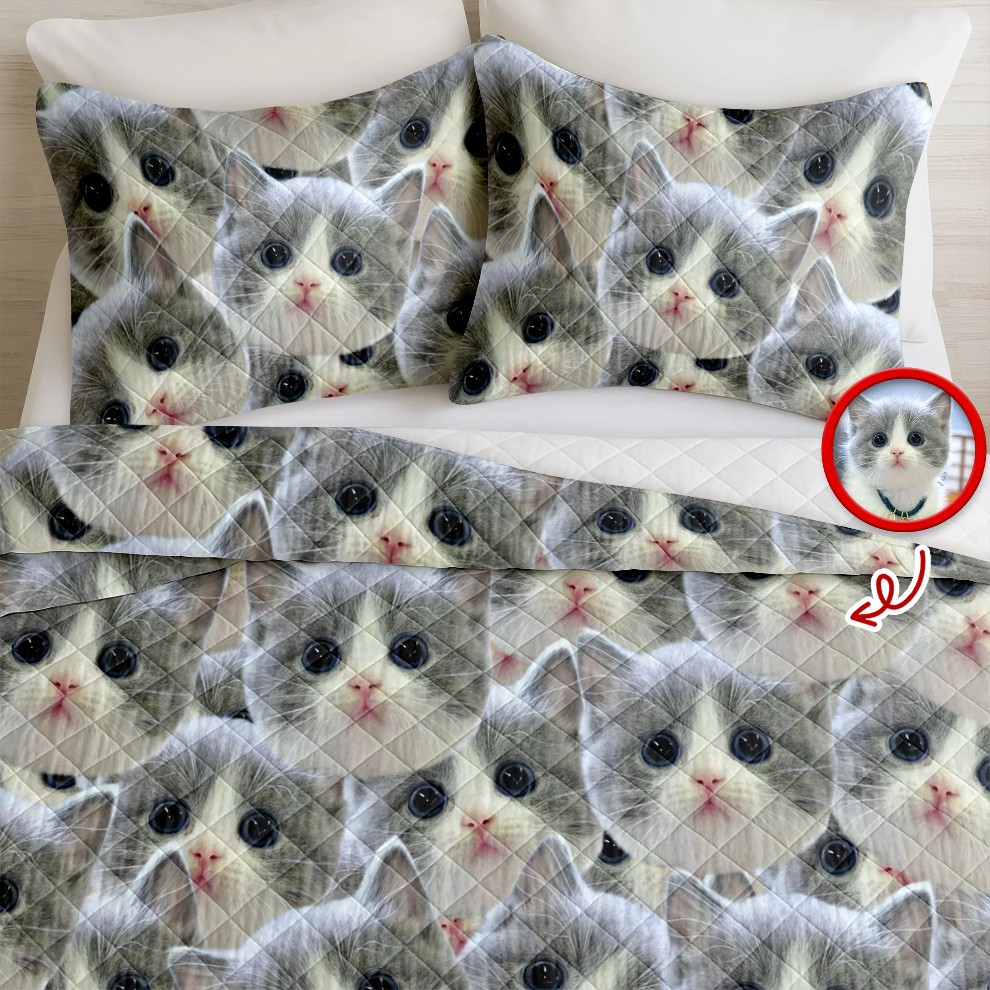 Custom Funny Cat Photo Portrait Bedding Set Birthday, Christmas Gift For Cat Lover CH07 899194 - Image 5