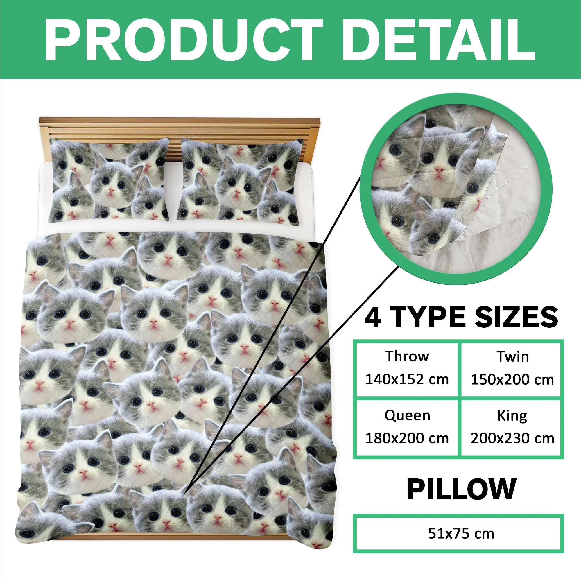 Custom Funny Cat Photo Portrait Bedding Set Birthday, Christmas Gift For Cat Lover CH07 899194 - Image 7