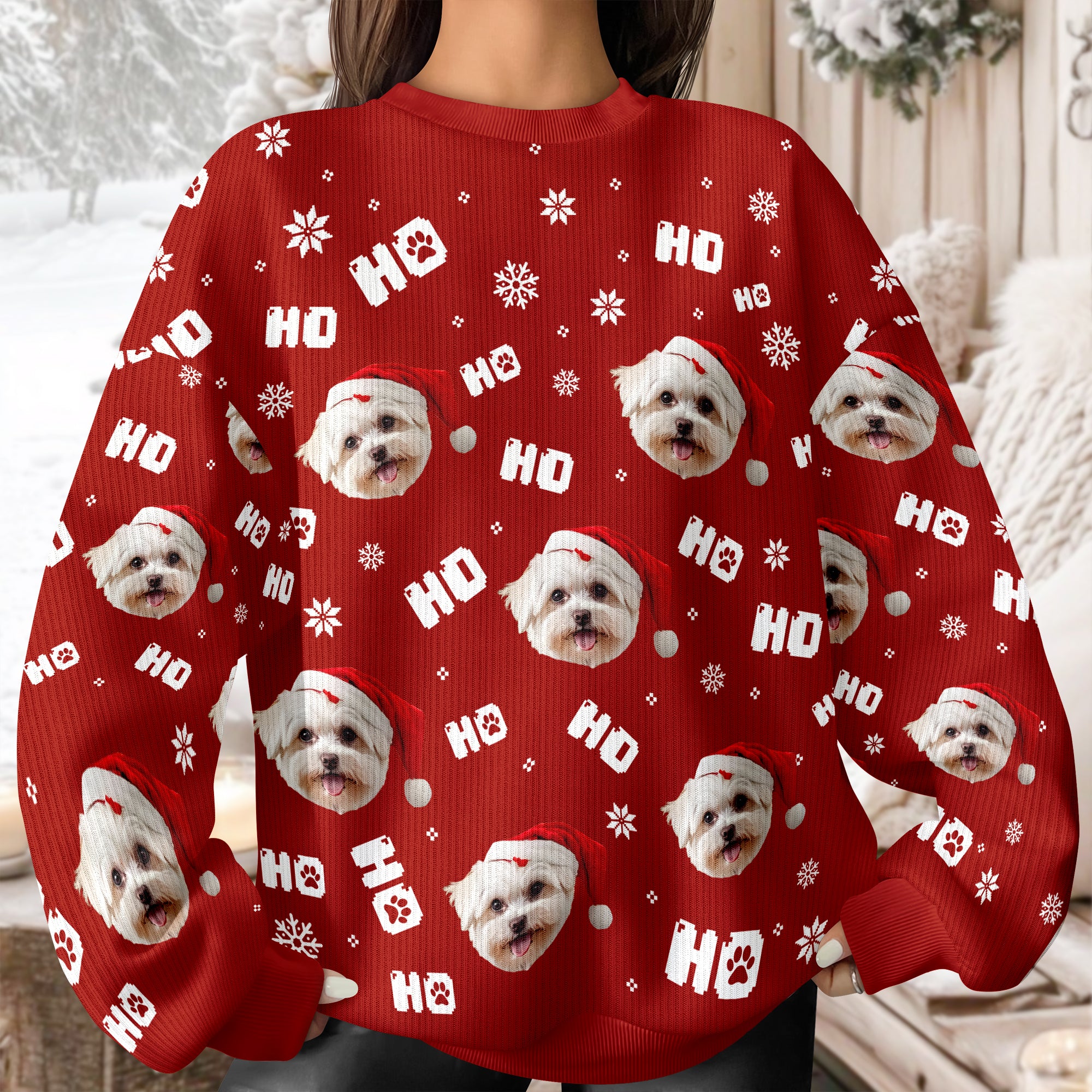 Custom Funny Dog Photo Christmas Ugly Sweater Personalized Gift For Dog Lover CH07 896672 - Image 3