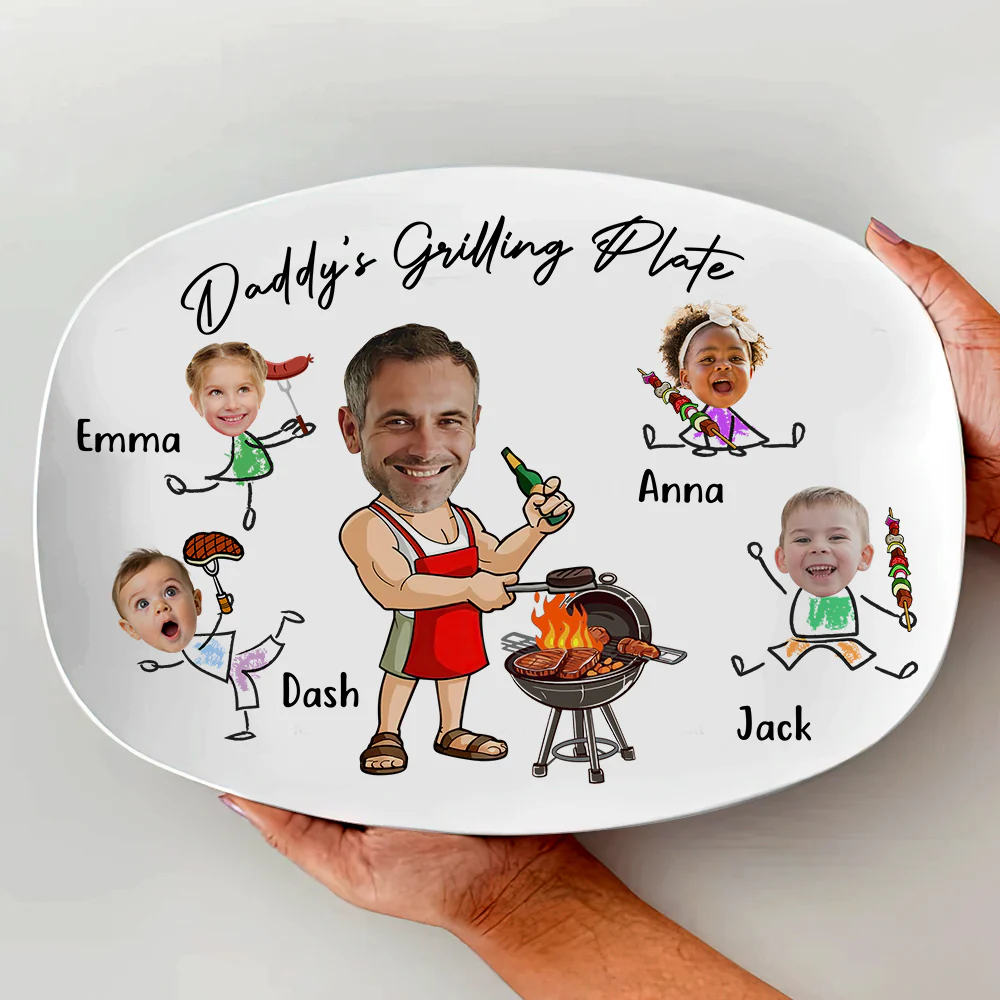 Custom Funny Face Daddy's Grilling Plate Platter Father's Day Gift CH07 895866 - Image 2
