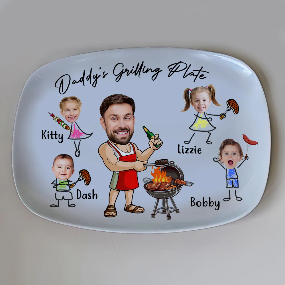 Custom Funny Face Daddy's Grilling Plate Platter Father's Day Gift CH07 895866 - Image 4