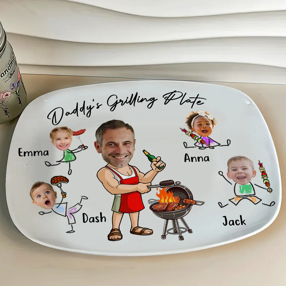 Custom Funny Face Daddy's Grilling Plate Platter Father's Day Gift CH07 895866 - Image 5