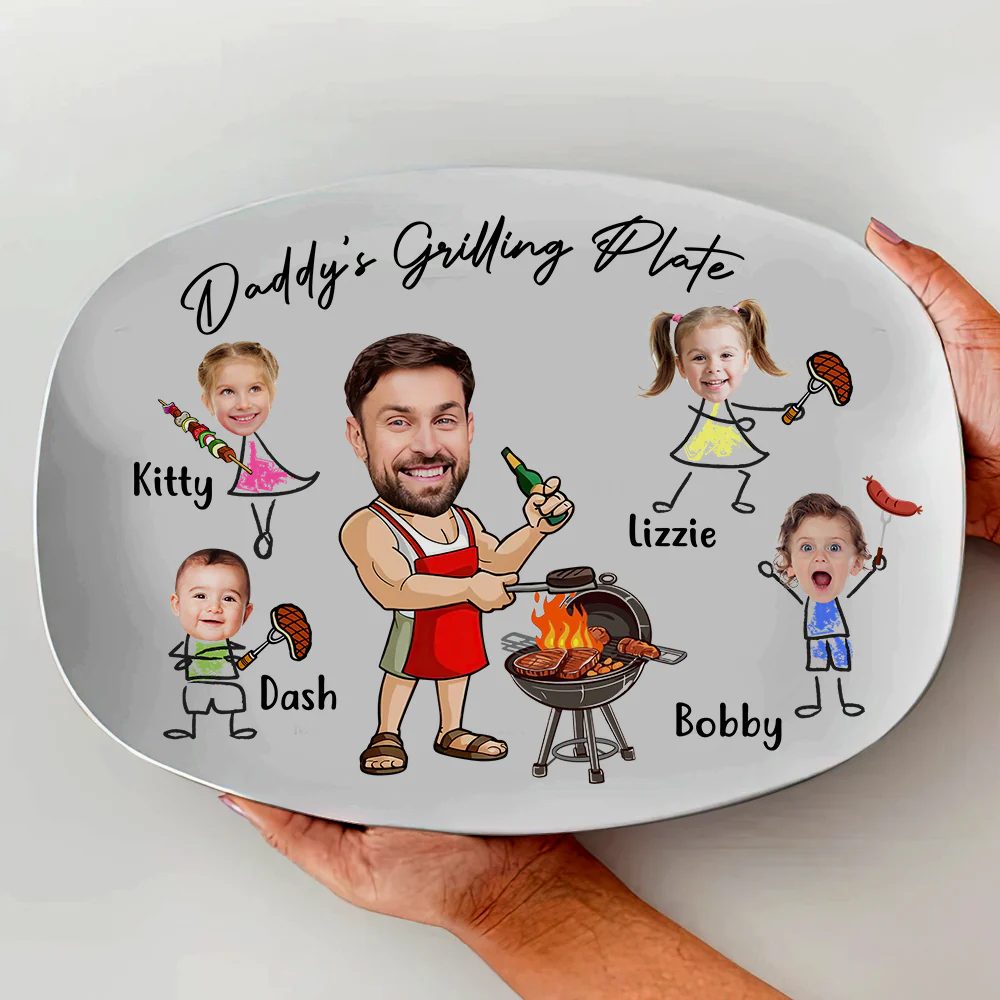 Custom Funny Face Daddy's Grilling Plate Platter Father's Day Gift CH07 895866 - Image 6