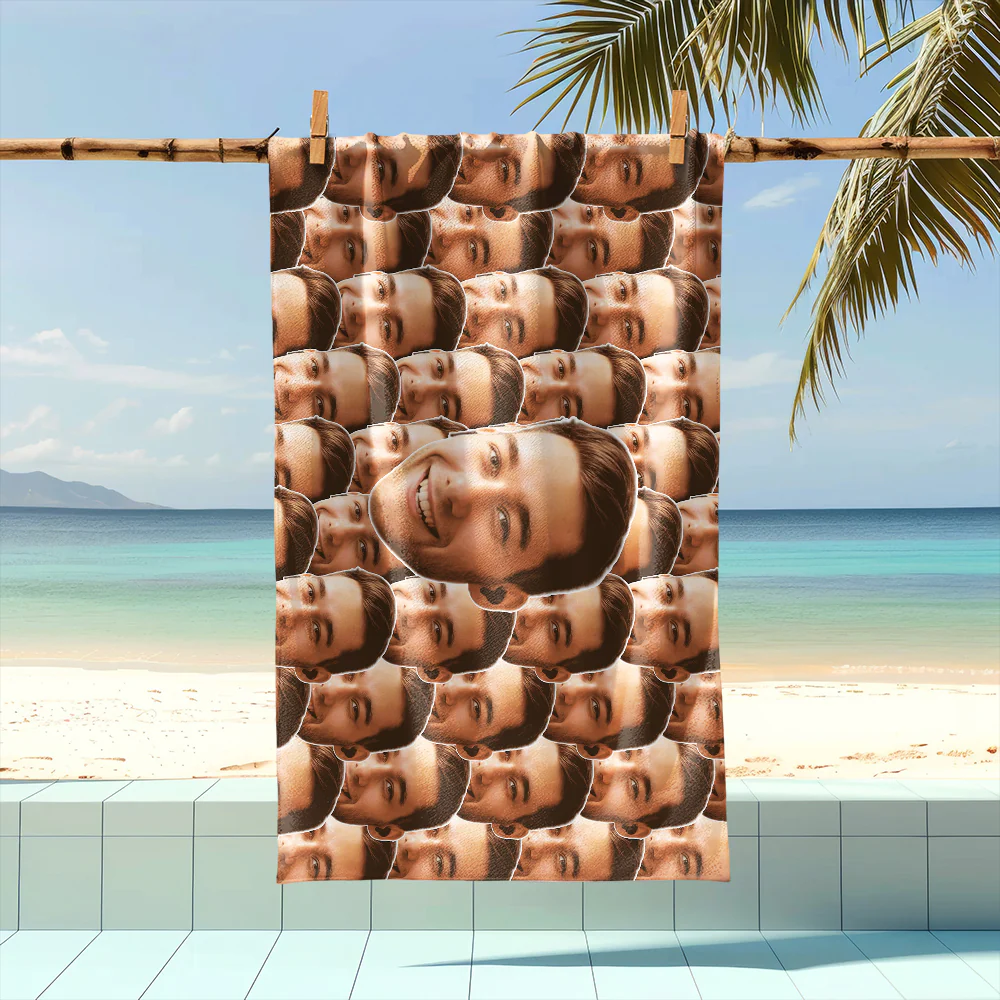 Custom Funny Face Photo Beach Towel Summer Party Gift CH07 895796 - Image 5