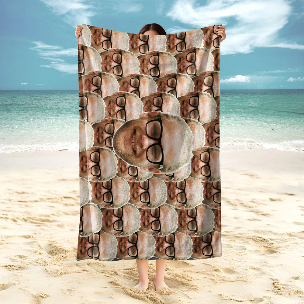Custom Funny Face Photo Beach Towel Summer Party Gift CH07 895796 - Image 8